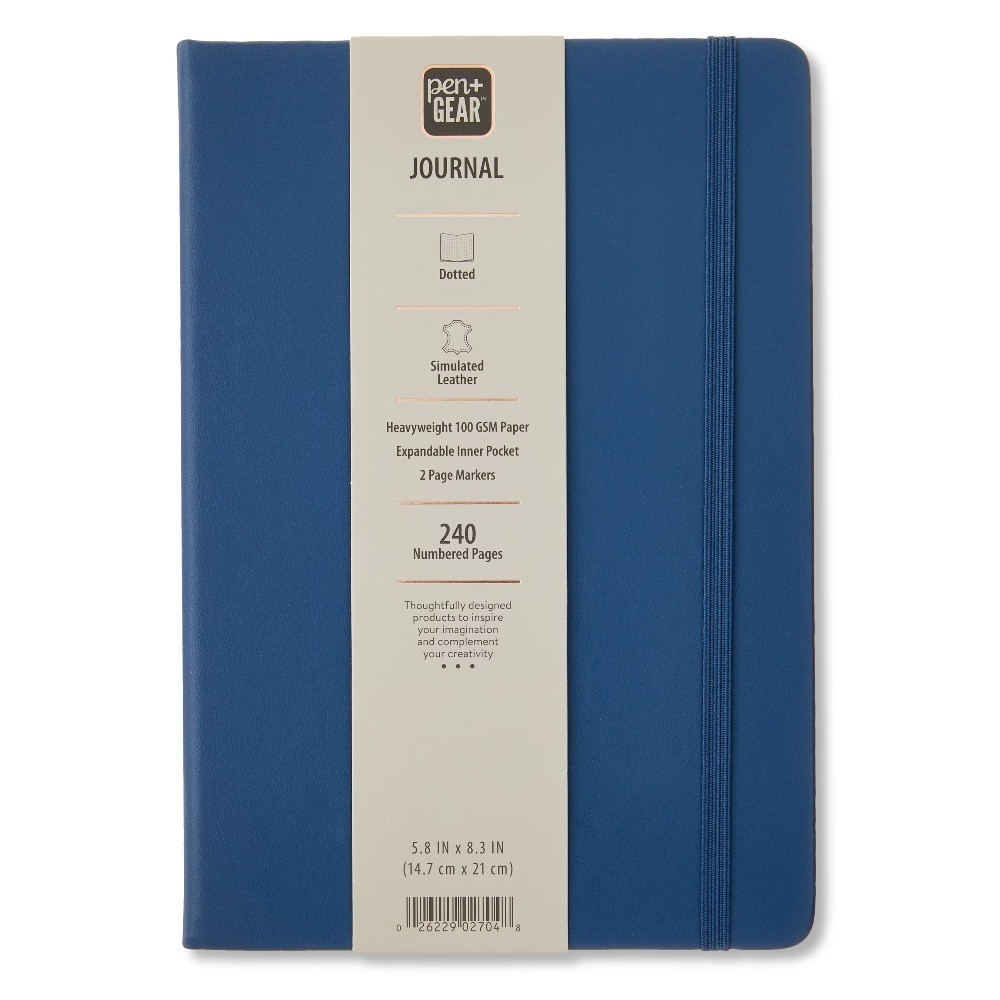 Simulated Leather Journal with Dotted Pages Indigo Color 5.8 x 8.3 Inches 240