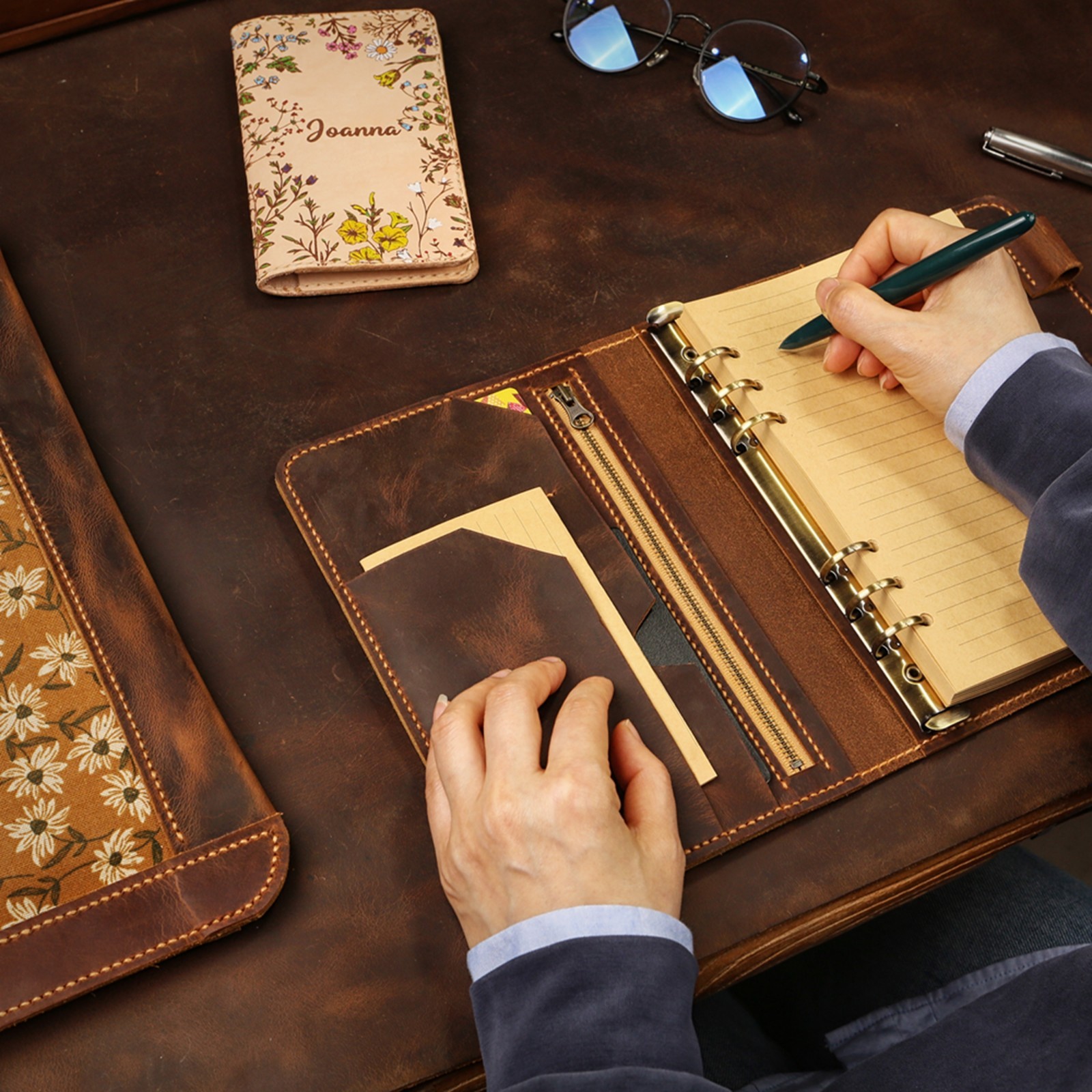 Refillable Genuine A5 Leather binder Diary Travel Journal