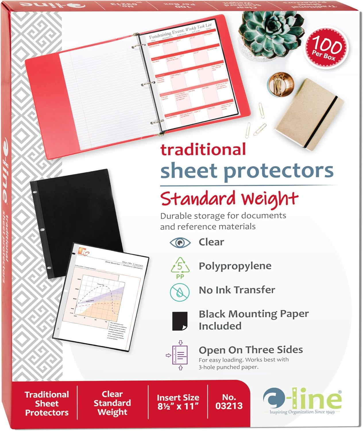 Traditional Standard Weight Poly Sheet Protectors, Clear, 8.5 X 11 Inches, 100 p