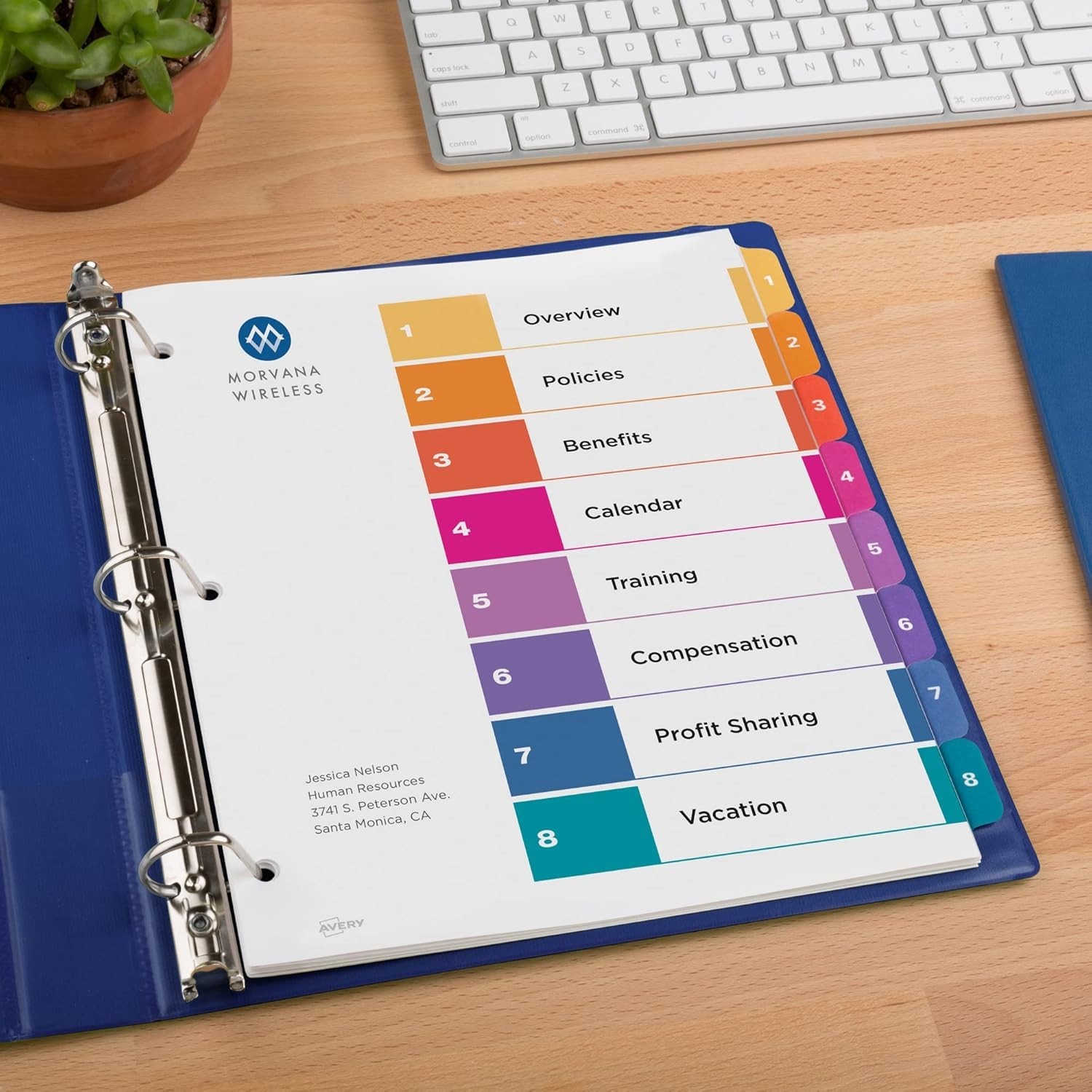 Avery 11186 Table of Contents Dividers 8-Tab Multicolor 6-Sets