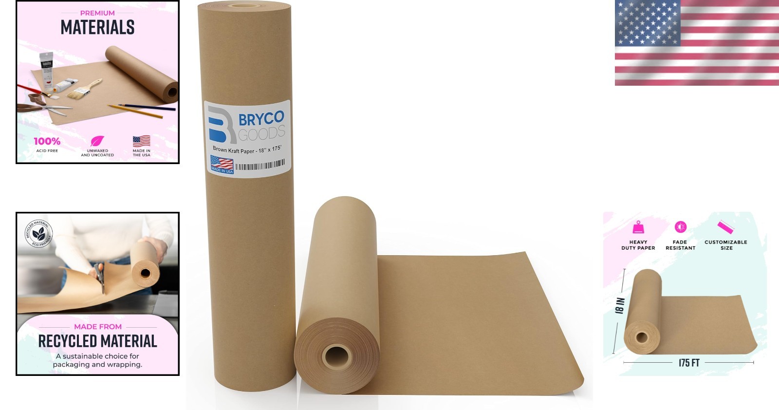 Jumbo Kraft Paper Roll, Brown, 18″ x 2100″