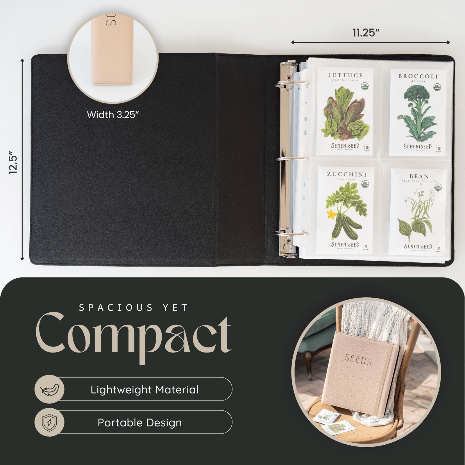 Seed Storage Binder – Seed Packet Organizer w/50 Sheet Protectors & Protectiv…