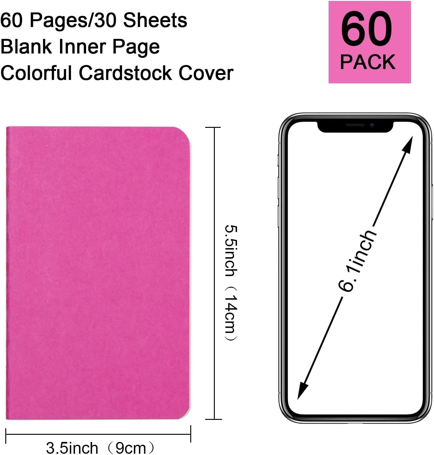 60 Pack Mini Notebooks 3.5×5.5 In,Mini Journals Memo Notepads for kids, Small…