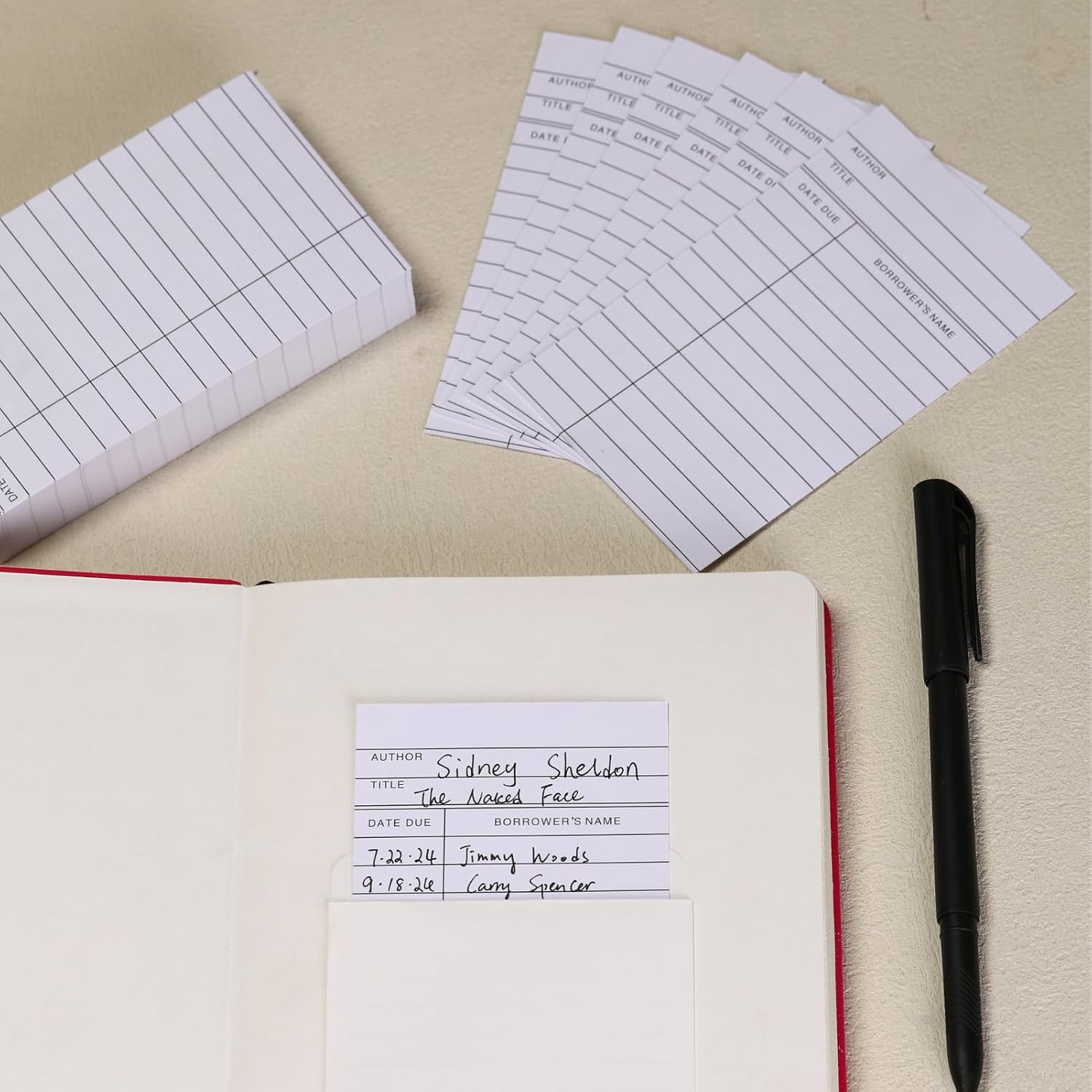 100 Count Library Cards, Checkout Catalog Book Card,Library Checkout Index Cards