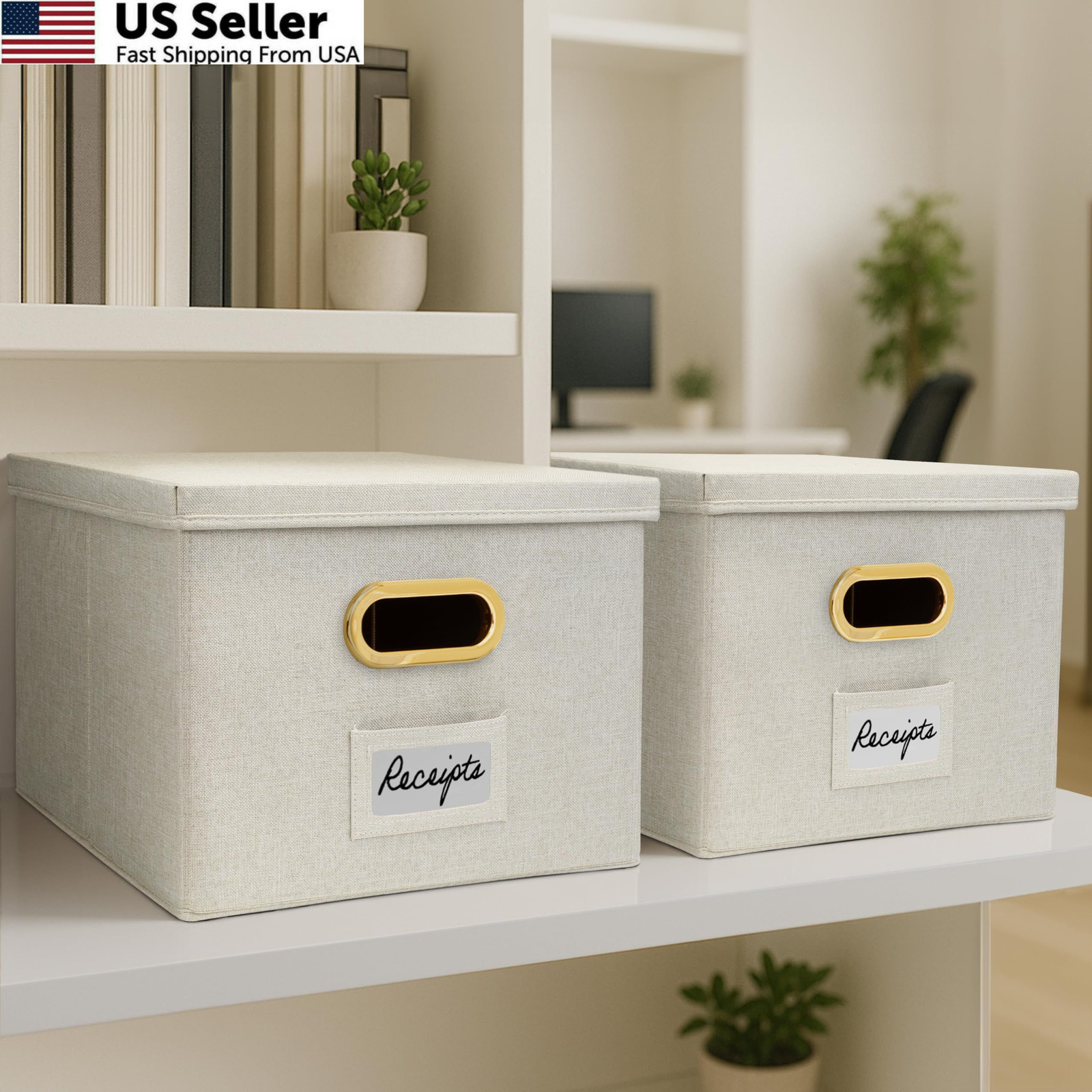 ZICOTO Decorative File Organizer 15.4 inches x 12.4 x 10 inches, Ivory