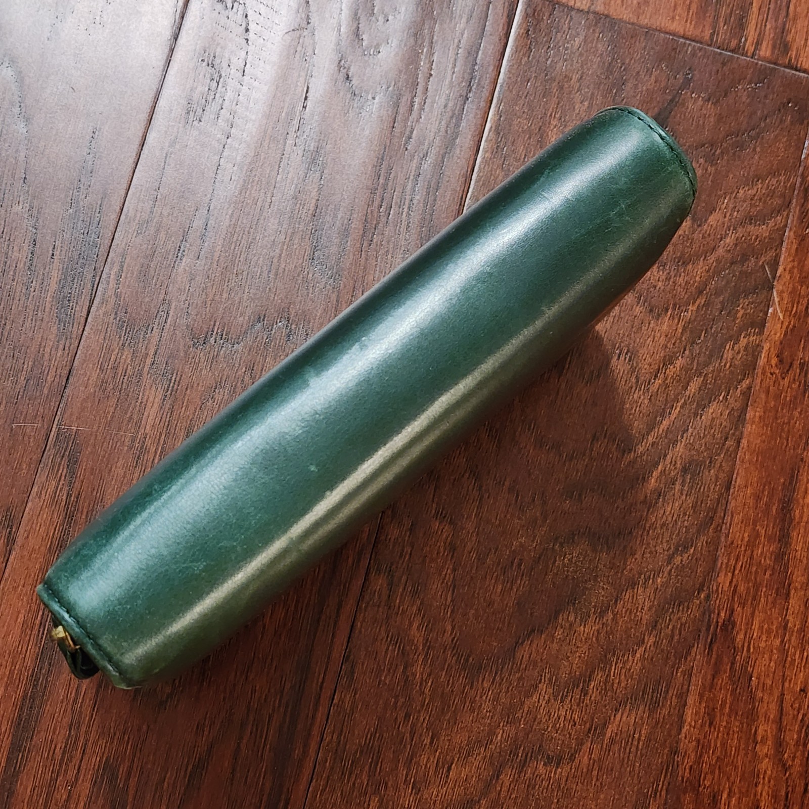 Day-Timer Green Leather 6 Ring Planner Organizer 8.5″x 5.5” Zip Around Small EUC