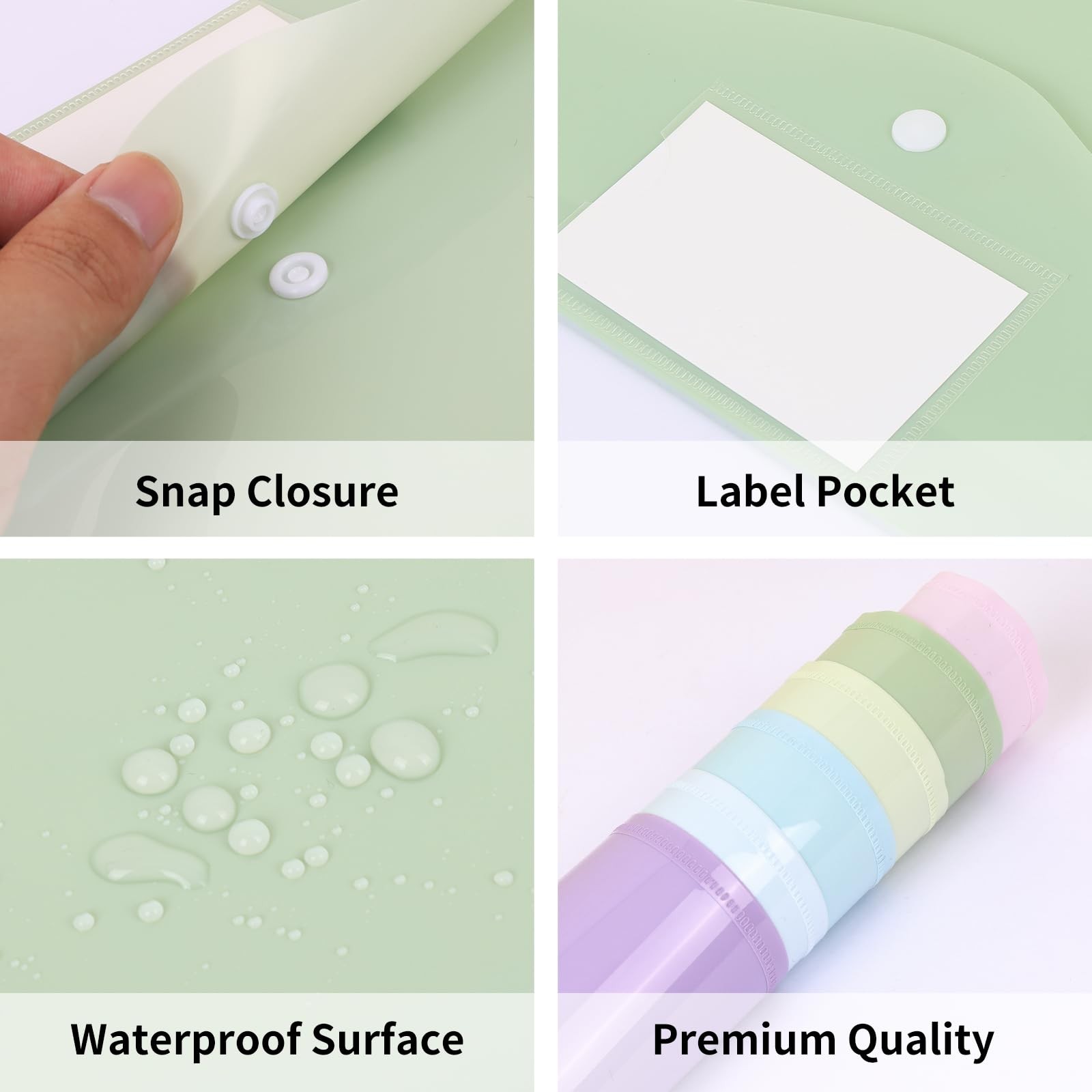 EOOUT 24 Pack Plastic Envelopes Plastic File Folders, Poly Folders with Snap …