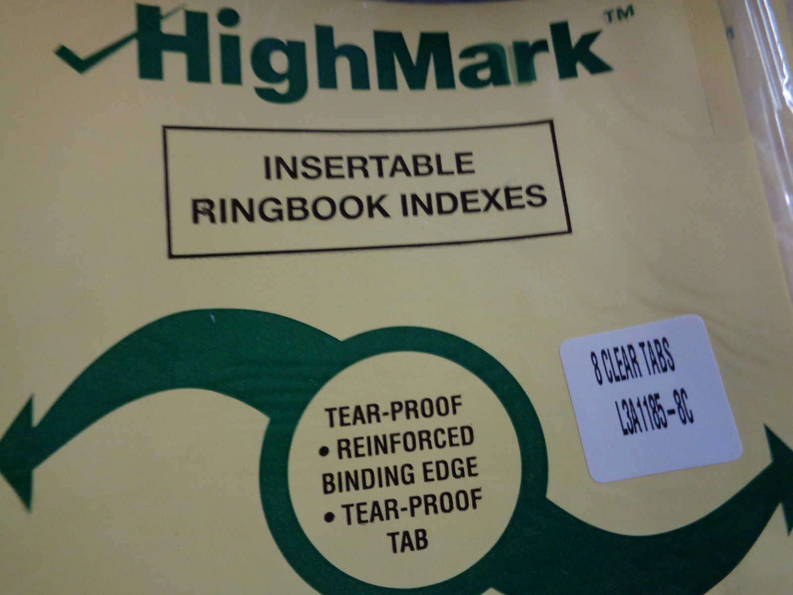 HighMark Ring Book Indexes 1 set Insertable 8 Index Dividers