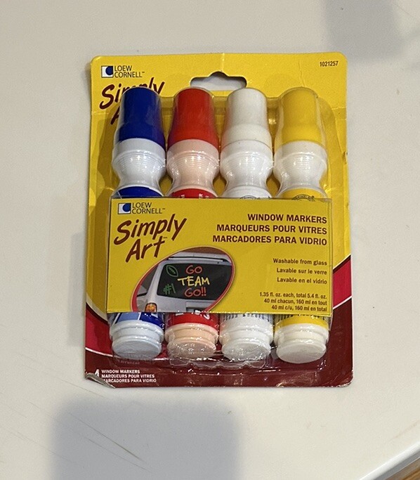 LOEW CORNELL SIMPLY ART WINDOW GLASS MARKERS PAINT RED BLUE YELLOW WHITE WEDDING