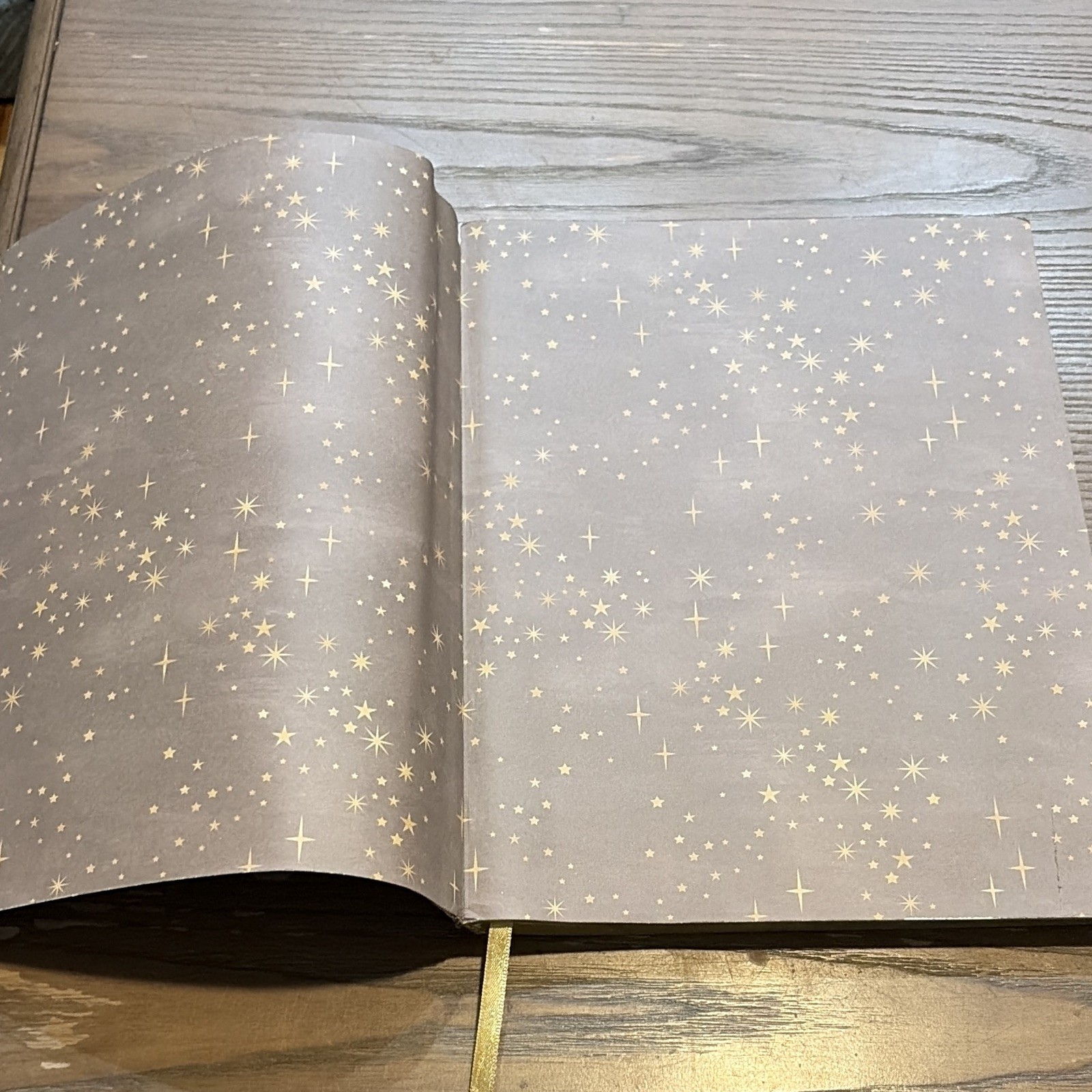 Blue & Gold Celestial Moon & Stars Lined Journal Notebook w/ Ribbon Bookmark