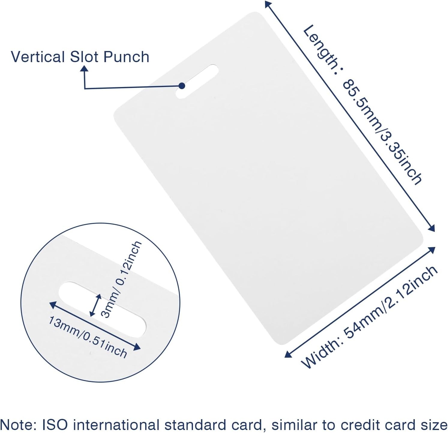 100 Pack Blank PVC ID Cards with Vertical Slot CR80 30 Mil for Photo Badge Pri