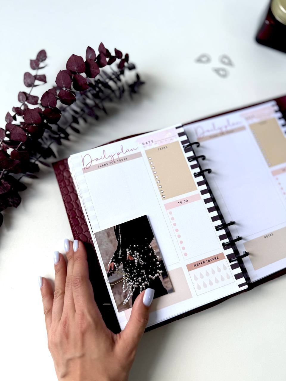 Luxurious A5 Genuine Leather Organizer – Deep Burgundy Croc Print.