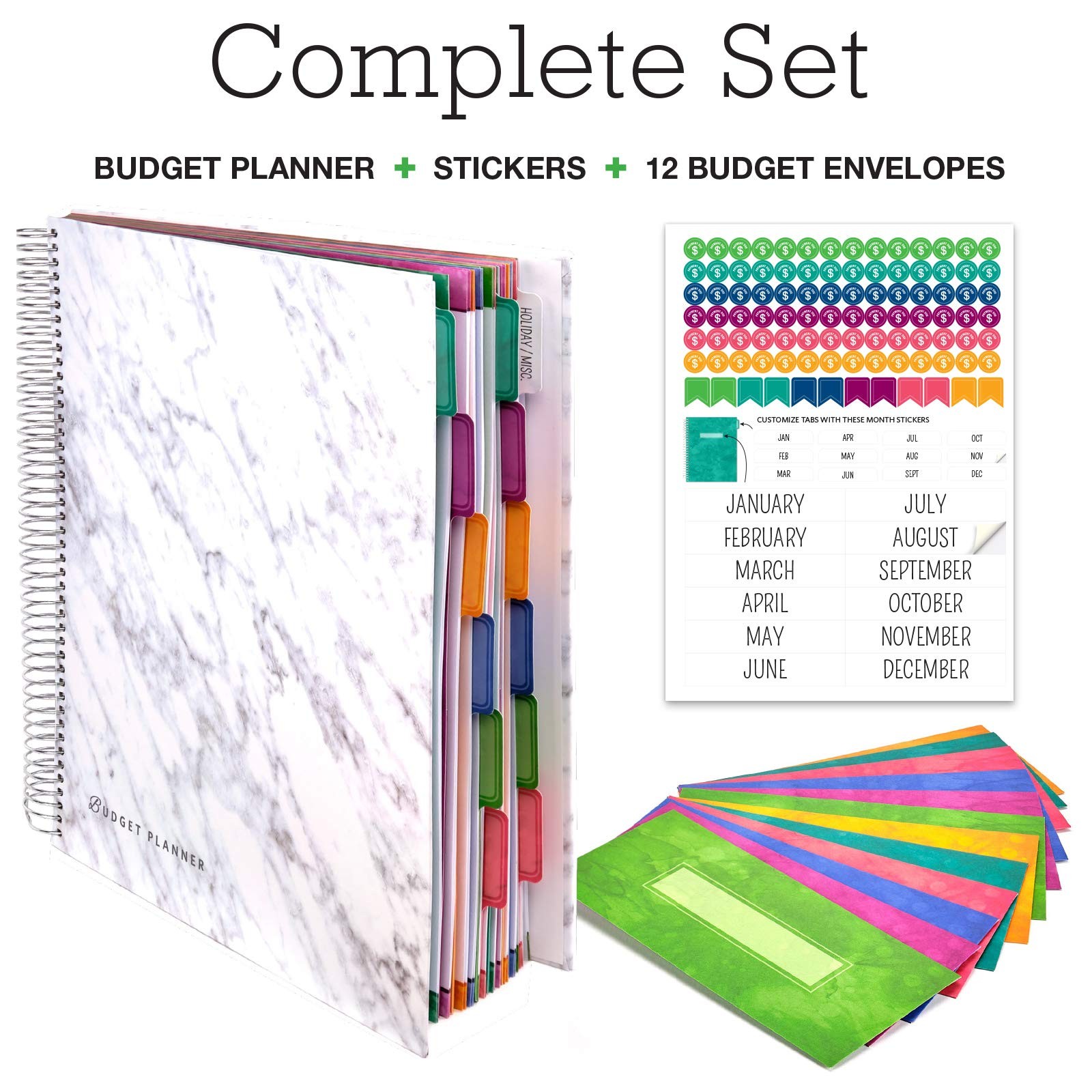 Global Printed Products Budget Planner Monthly Bill Organizer 12 Envelopes And