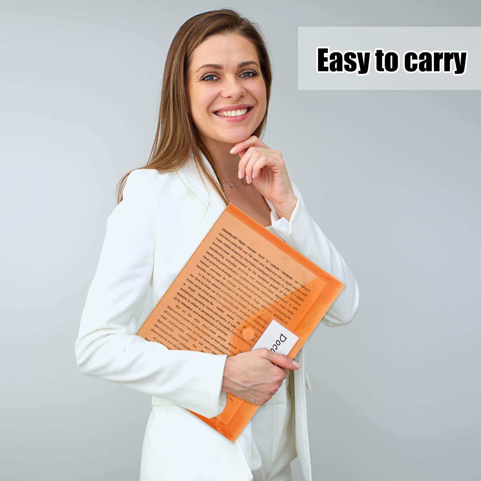 30 Pack 10 Color Plastic Envelopes Poly Envelopes, Hook & Loop Closure File USA