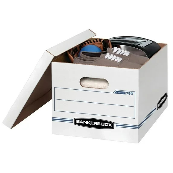Bankers Box Basic Duty Letter/Legal File Storage Box with Lids, 10 Pack, White C