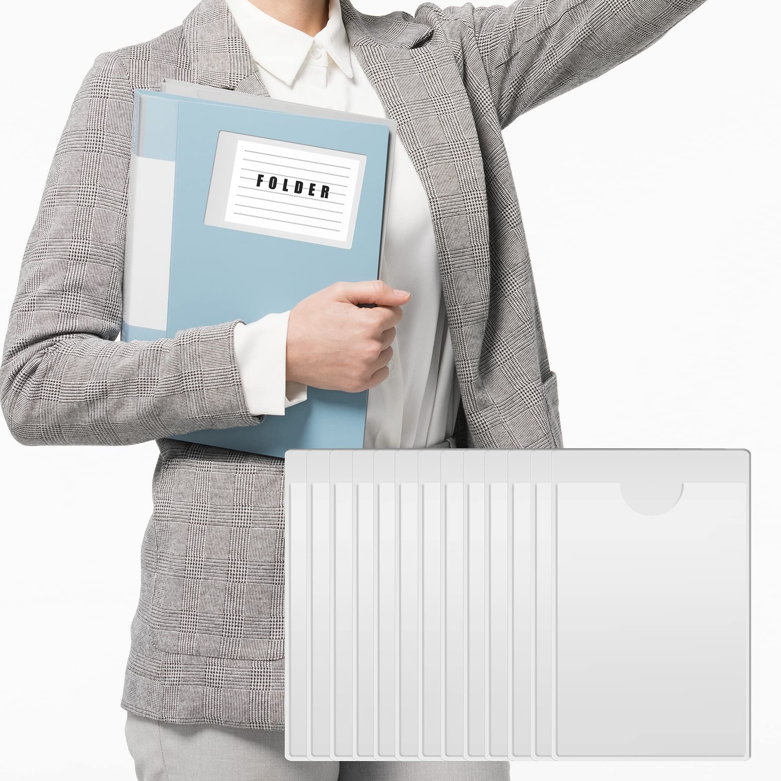 45 Pack Self-Adhesive Business Card Pockets 2.7 x 3.15 x 4.72inch, Clear