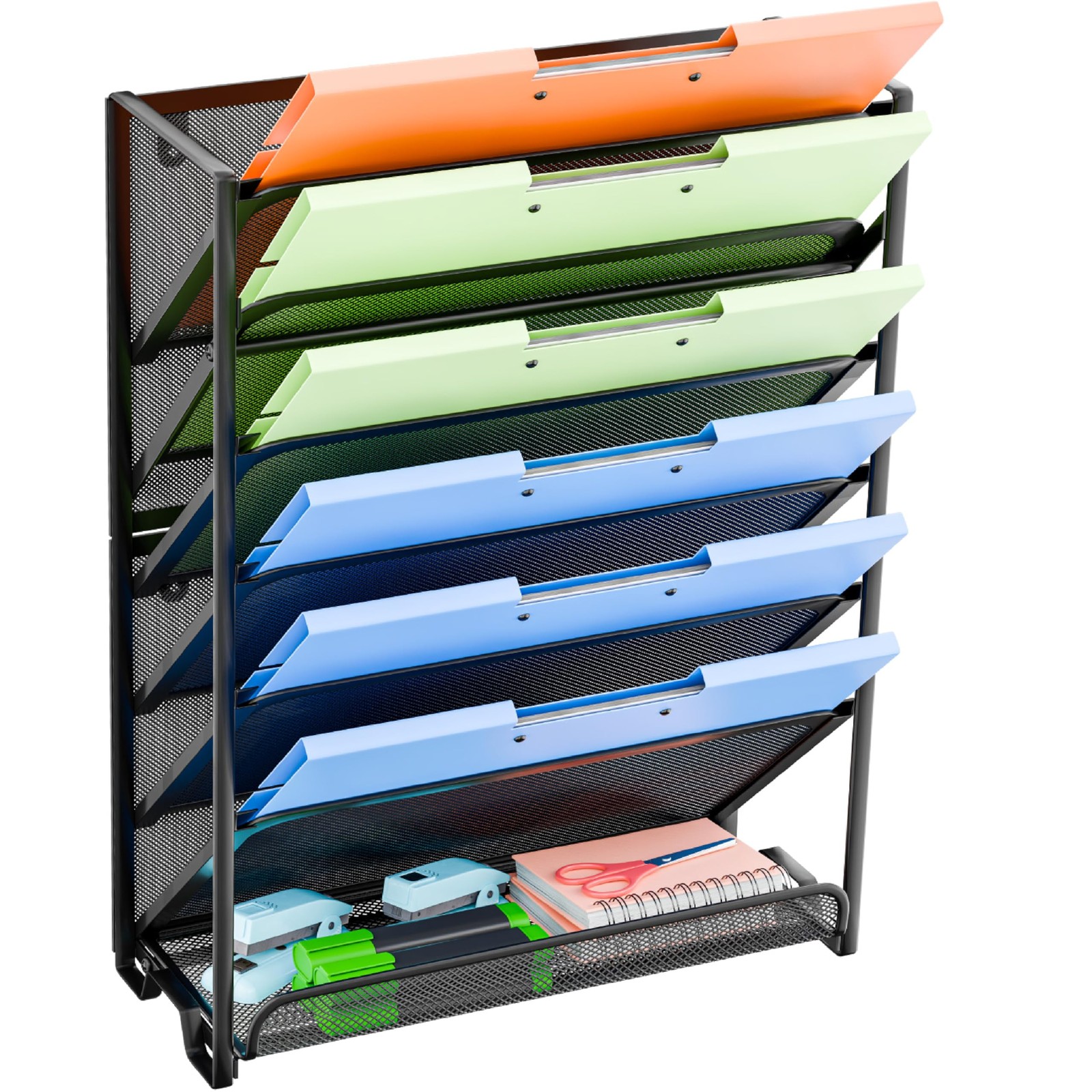 Simple Trending Wall File Organizer, Mesh 4.5″D x 12.8″W x 16.5″H, Black