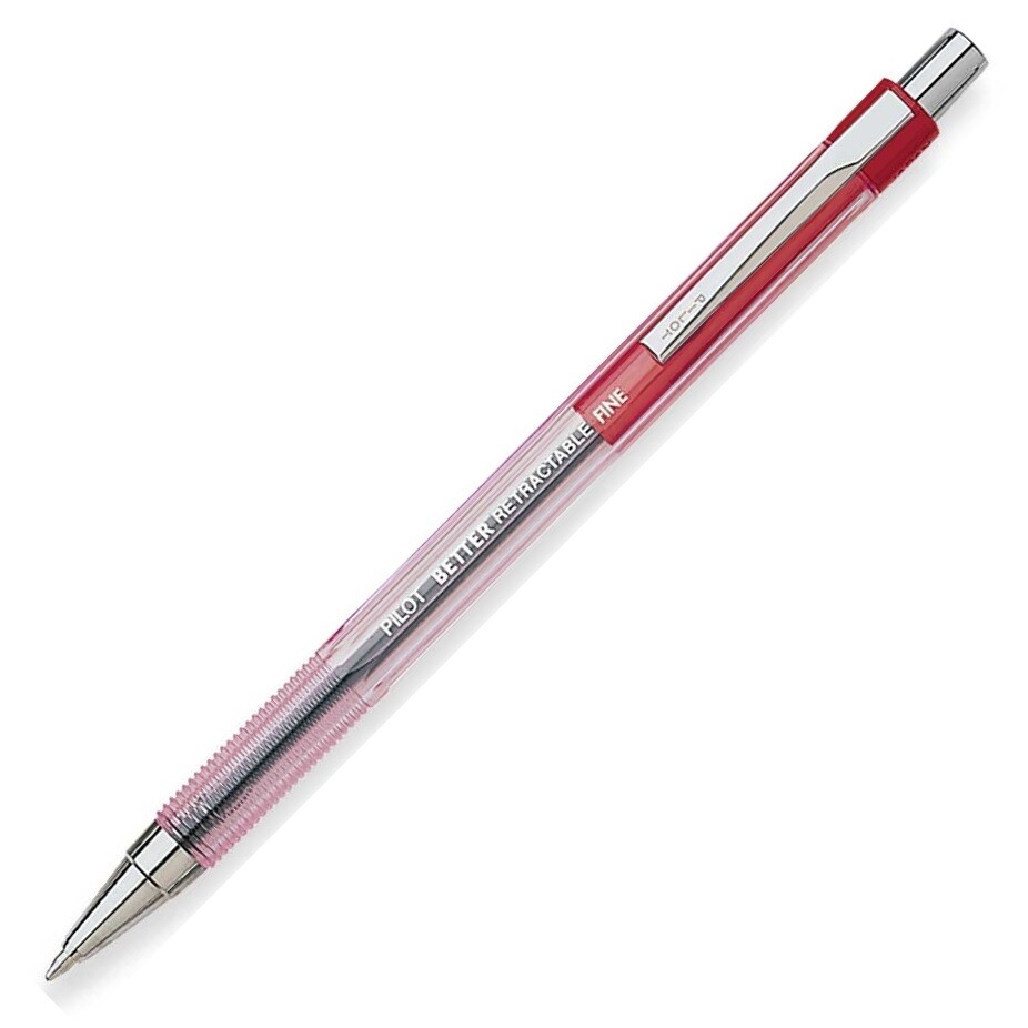 Pack of 5 Pilot Better Retractable Pen, Fine Point: 2 Black, 2 Blue, 1 Red