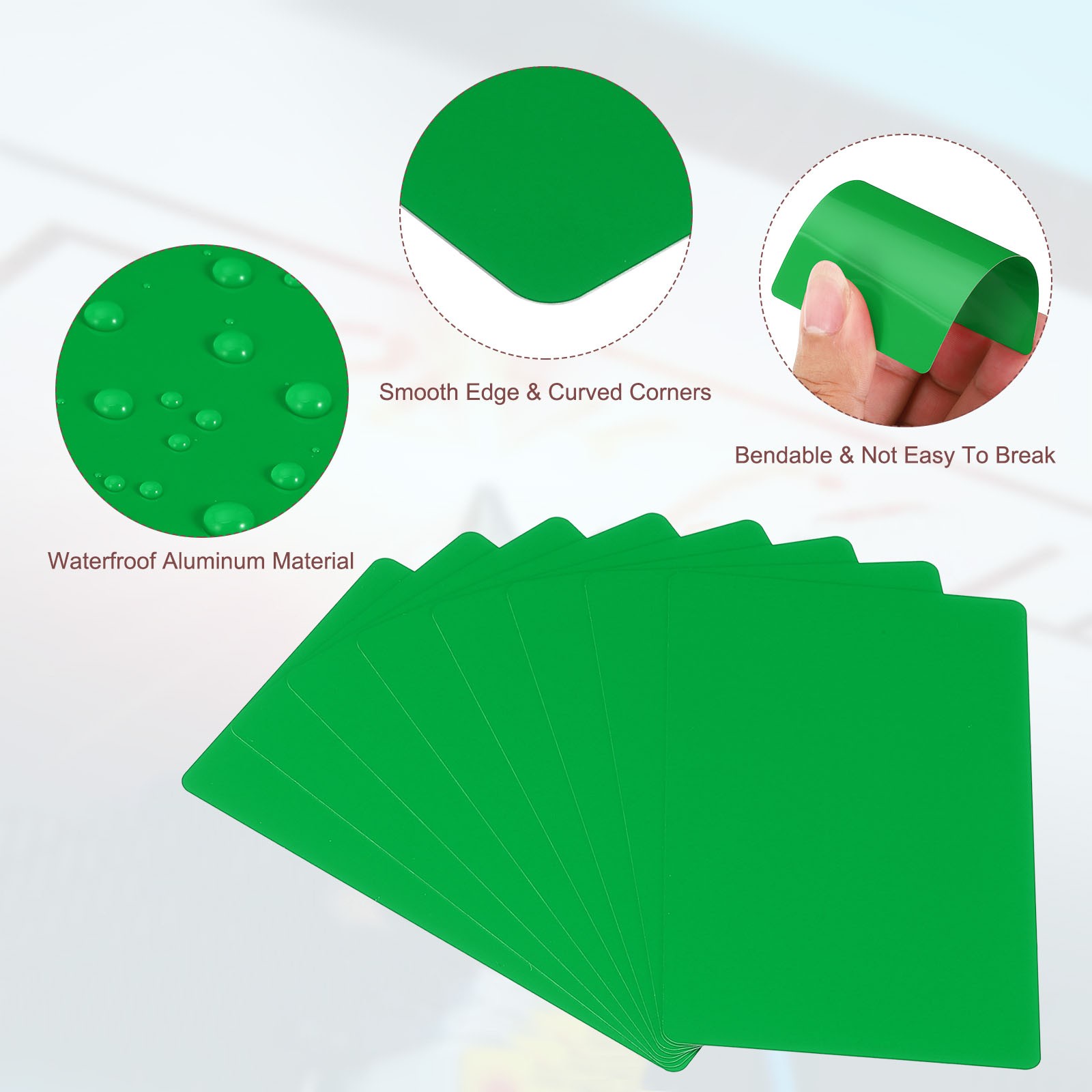 100pcs Metal Business Cards Blank 0.21mm Aluminum Laser Name Card Green
