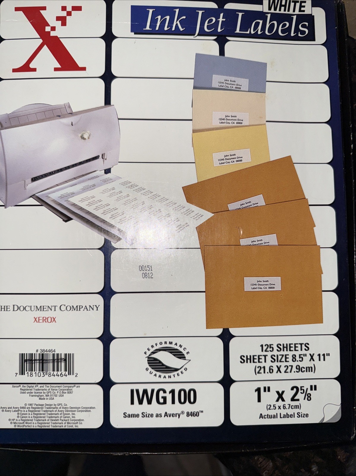 Xerox Inkjet Address Labels 3750 Count New Open Box 1” X 2 5/8”