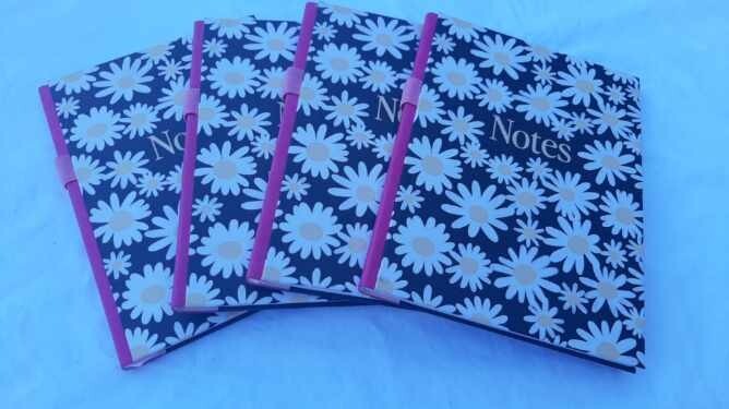 Lot of 4 – Hardcover Daisy Journal 120 Pages – Page Keeper Ribbon & Pen Holder
