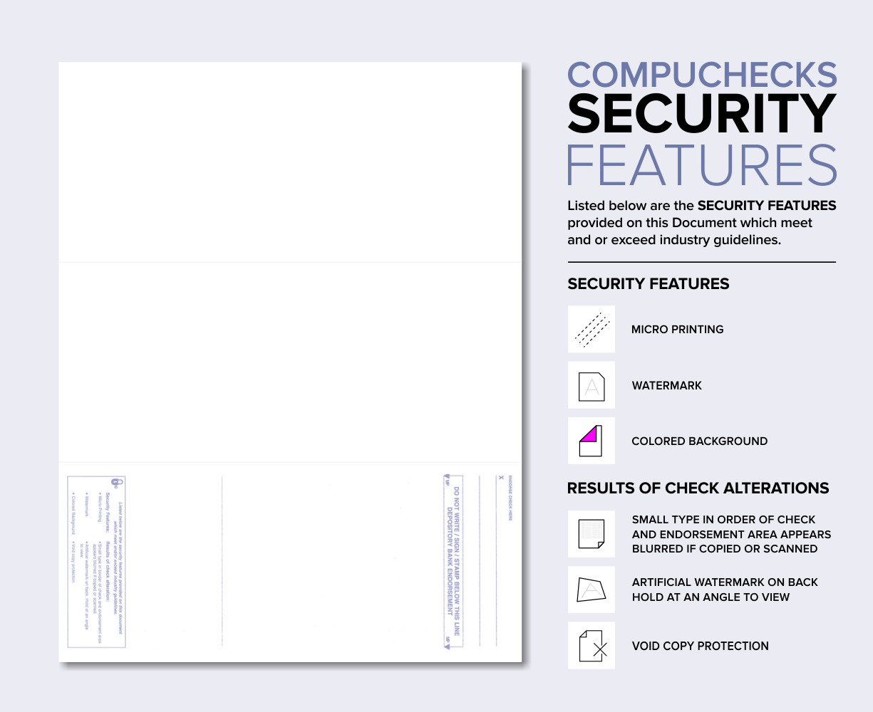 100 Blank Check Stock Paper – Check on Bottom – Blue Pinstripe