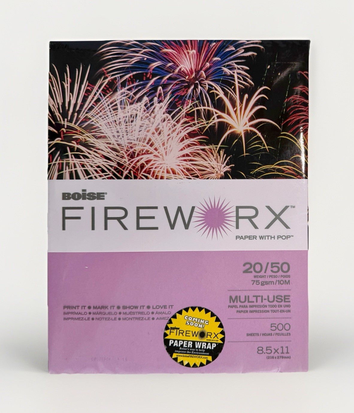 Boise Fireworx Purple Copy Paper 8.5×11 20 lb 500 Sheets/Ream Acid Free