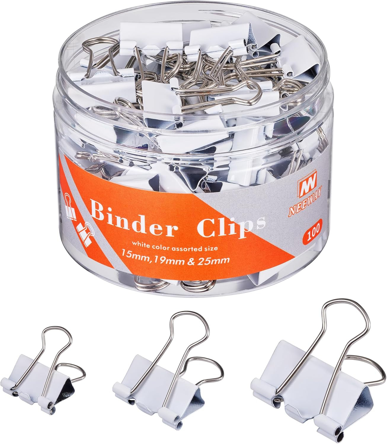 Binder Clips Assorted Sizes, White Binder Clips Set for Office and Home Use – Pa