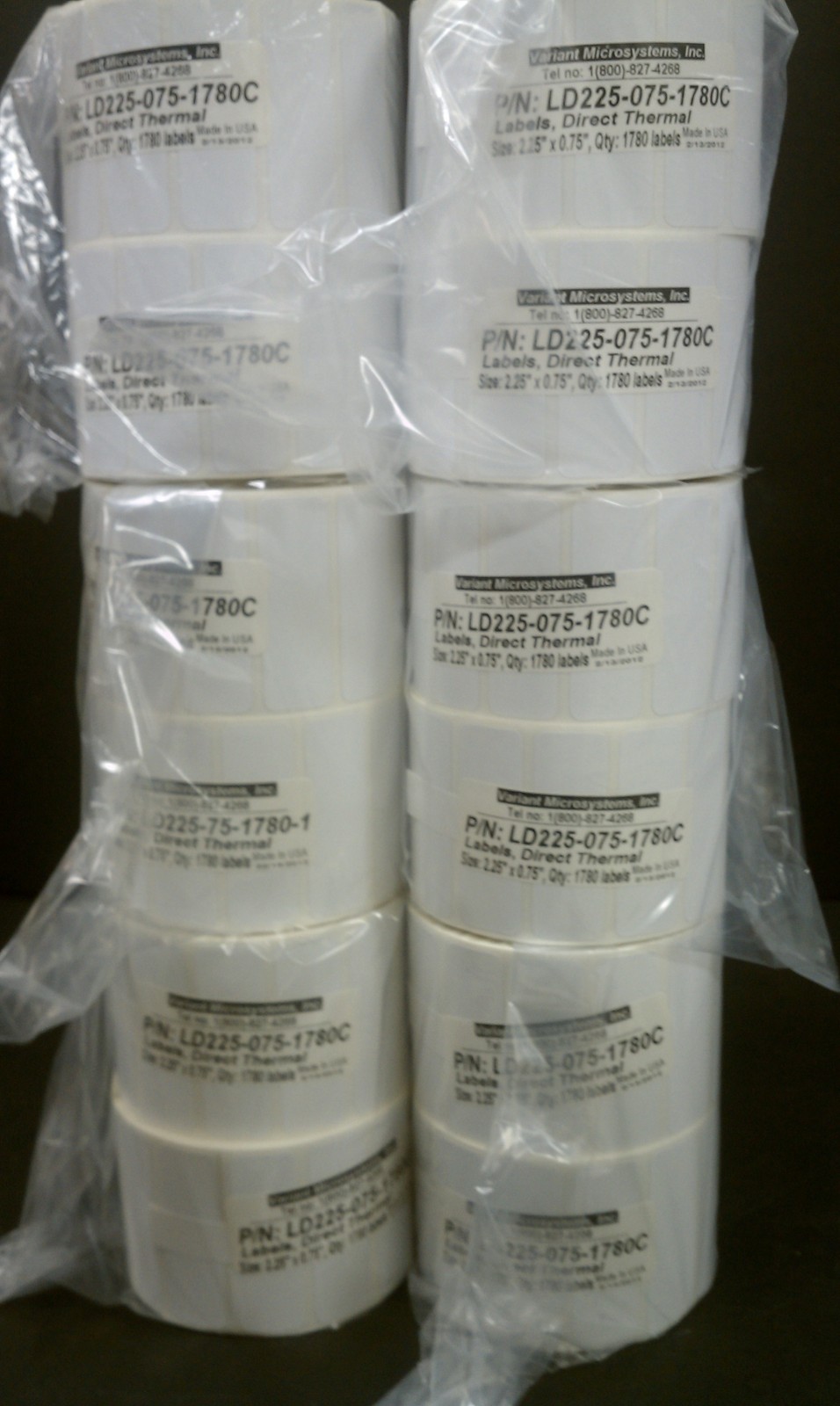 Direct Thermal 2.25″ x 0.75″ Paper Labels for Zebra ZD/GX/GK, 1″ core – 12 rolls