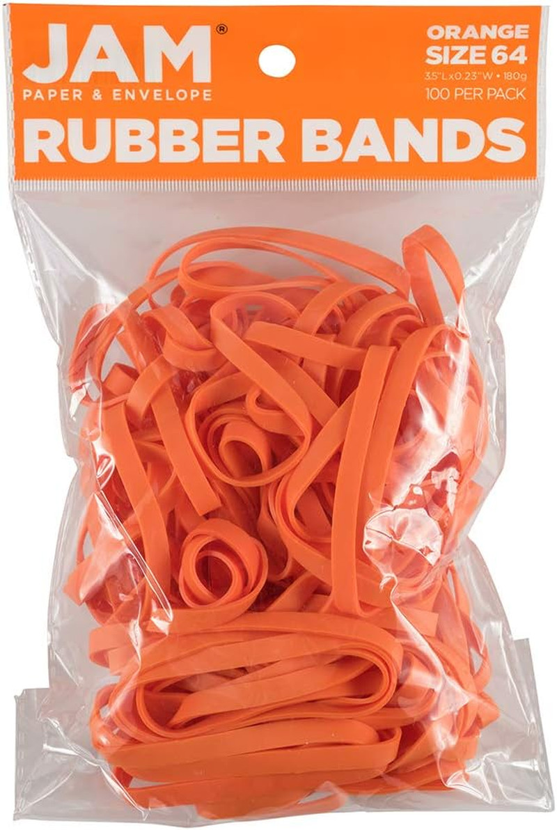Durable Rubber Bands – Size 64 – Orange Multi-Purpose Rubberbands – 100/Pack