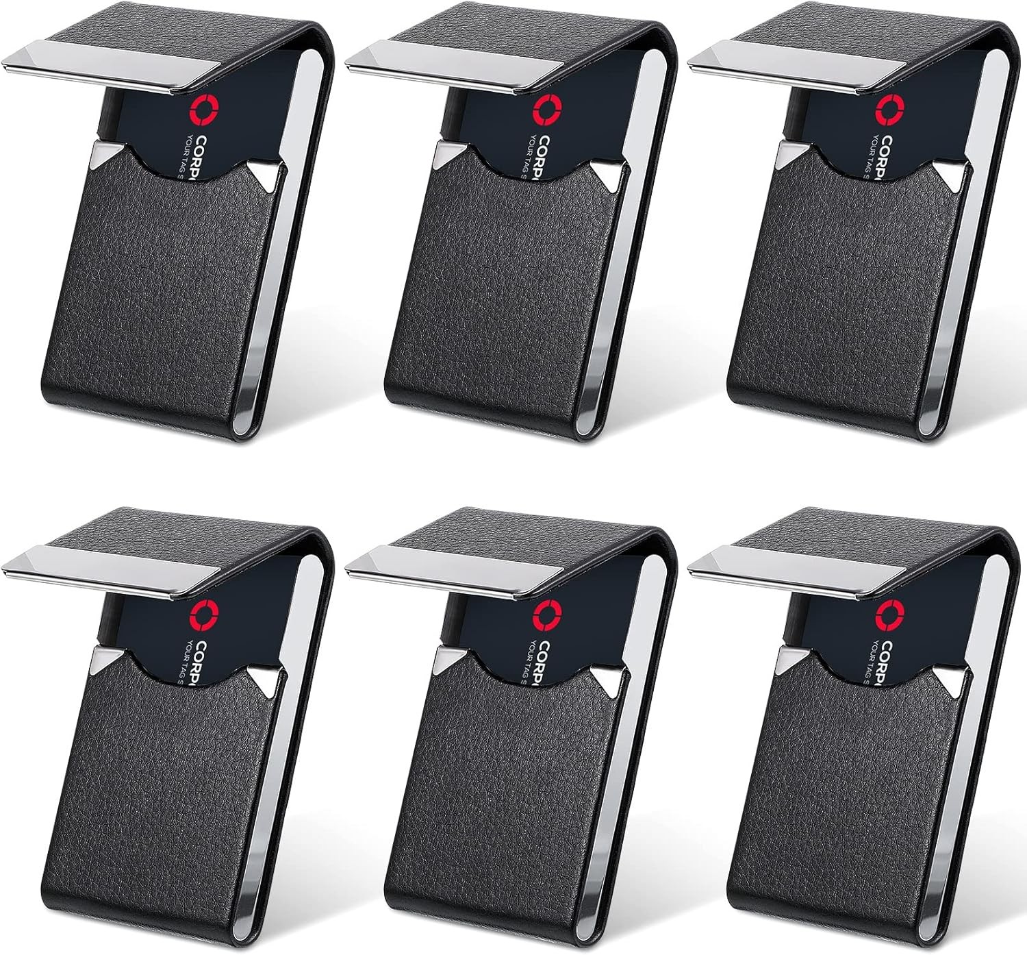 Slim Leather Business Card Holder 6 Pack Magnetic Pocket Credit Card Case Unisex