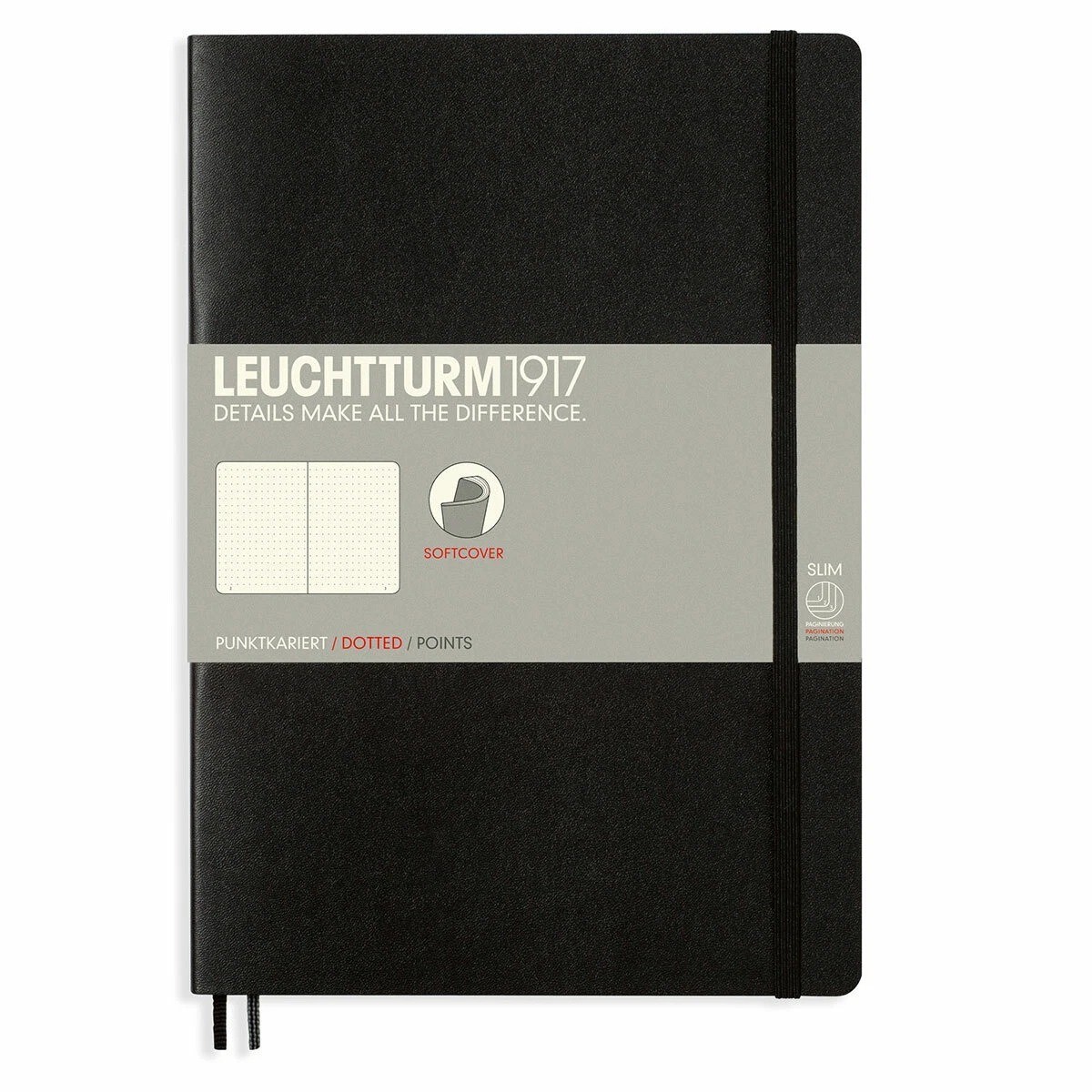 Leuchtturm 1917 Softcover Dot Grid Notebook in Black – A5 – 324804