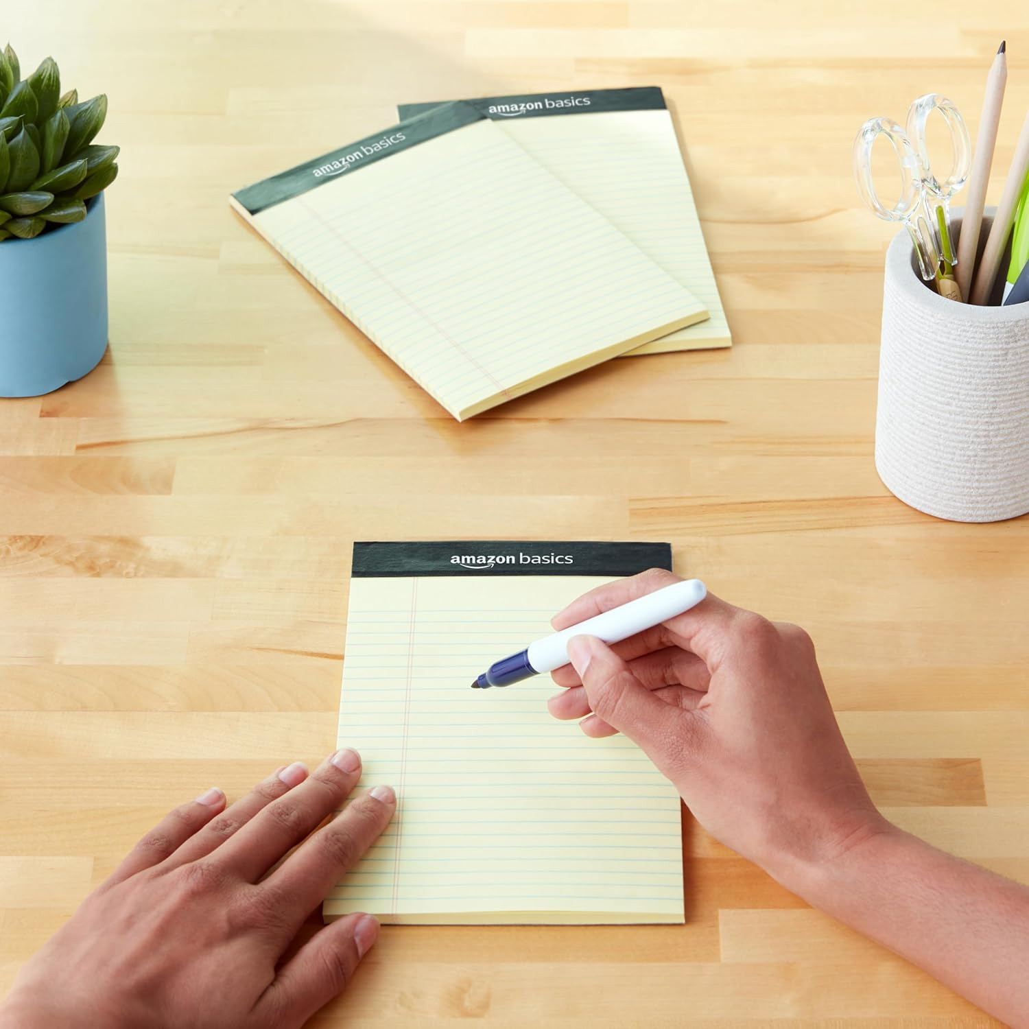 Amazon Basics 50-Sheet Narrow Ruled Lined Writing Note Pad, 5″ X 8″, 12-Pack, Ca