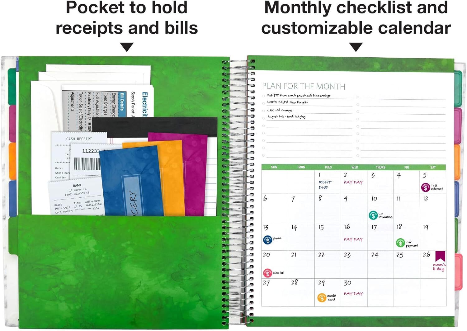 Global Printed Products Budget Planner & Monthly Bill Organizer Large, White