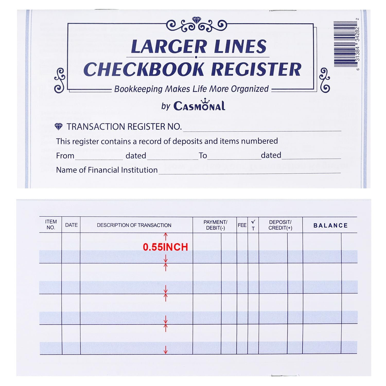 20 Pack Checkbook Register – Blank Ledger for Personal & Business Banking, Easy