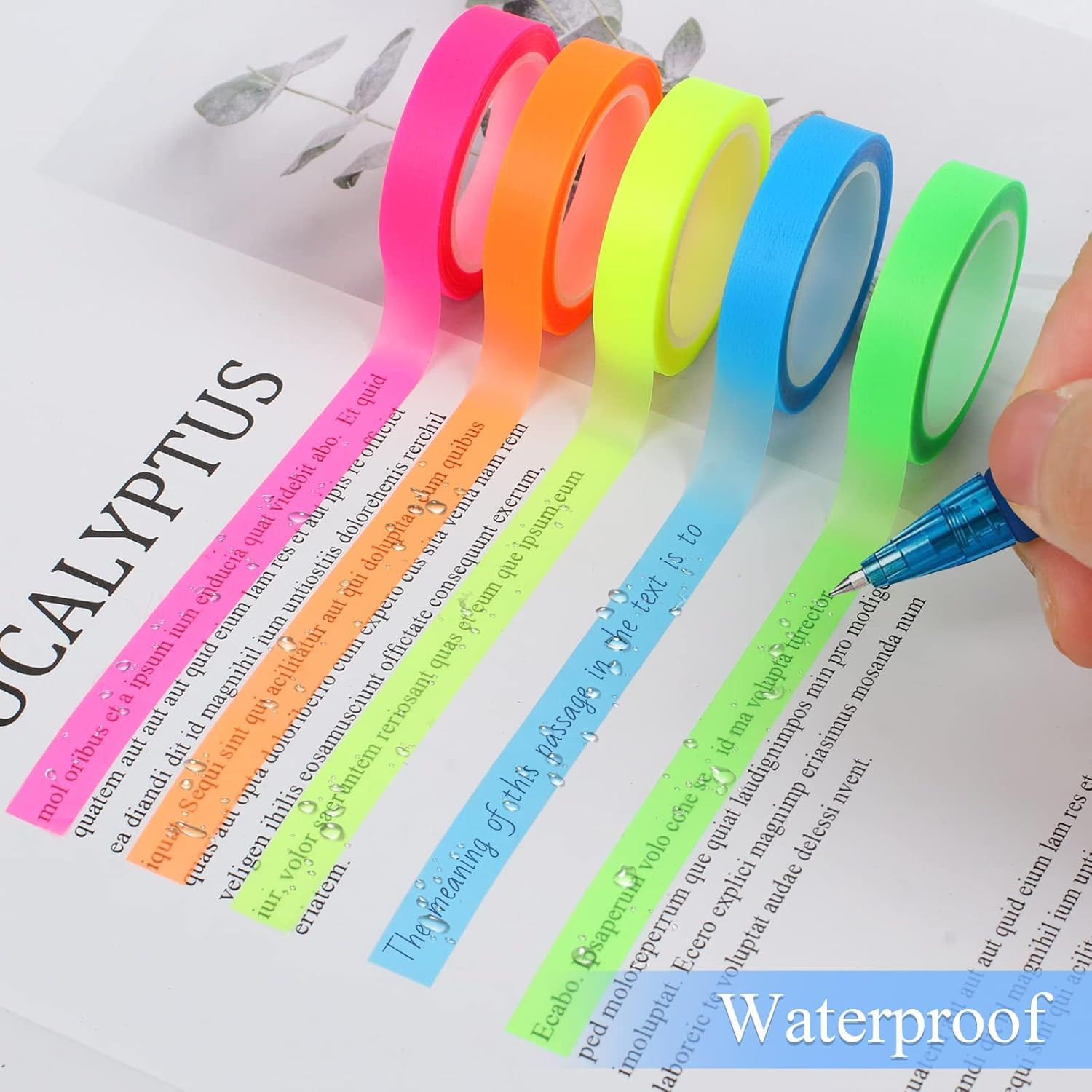 10 Rolls Colorful Highlighter Tape 0.31 x 1 Count (Pack of 10) Multicolor