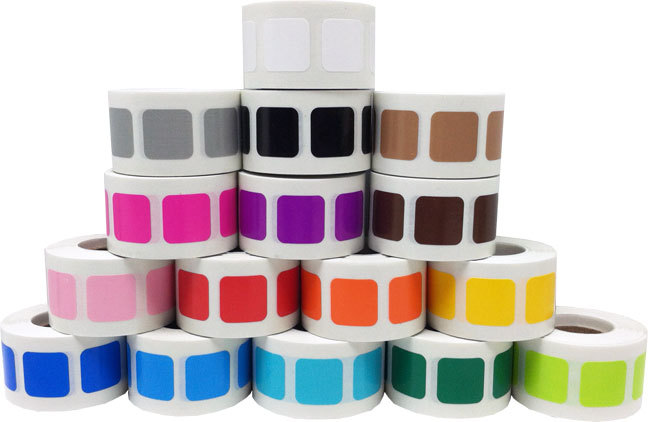 Square Shaped Stickers | 0.75″ Inch Wide | 500 Pack | Pick One Color