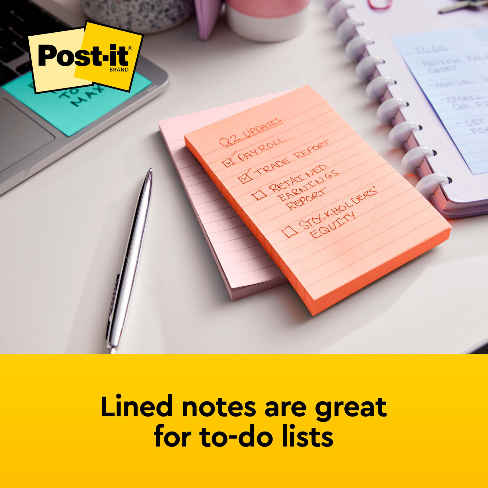 Post-it Lined Sticky Notes: 4 in. x 6 in. (Canary Yellow) *100-sheets per pad /