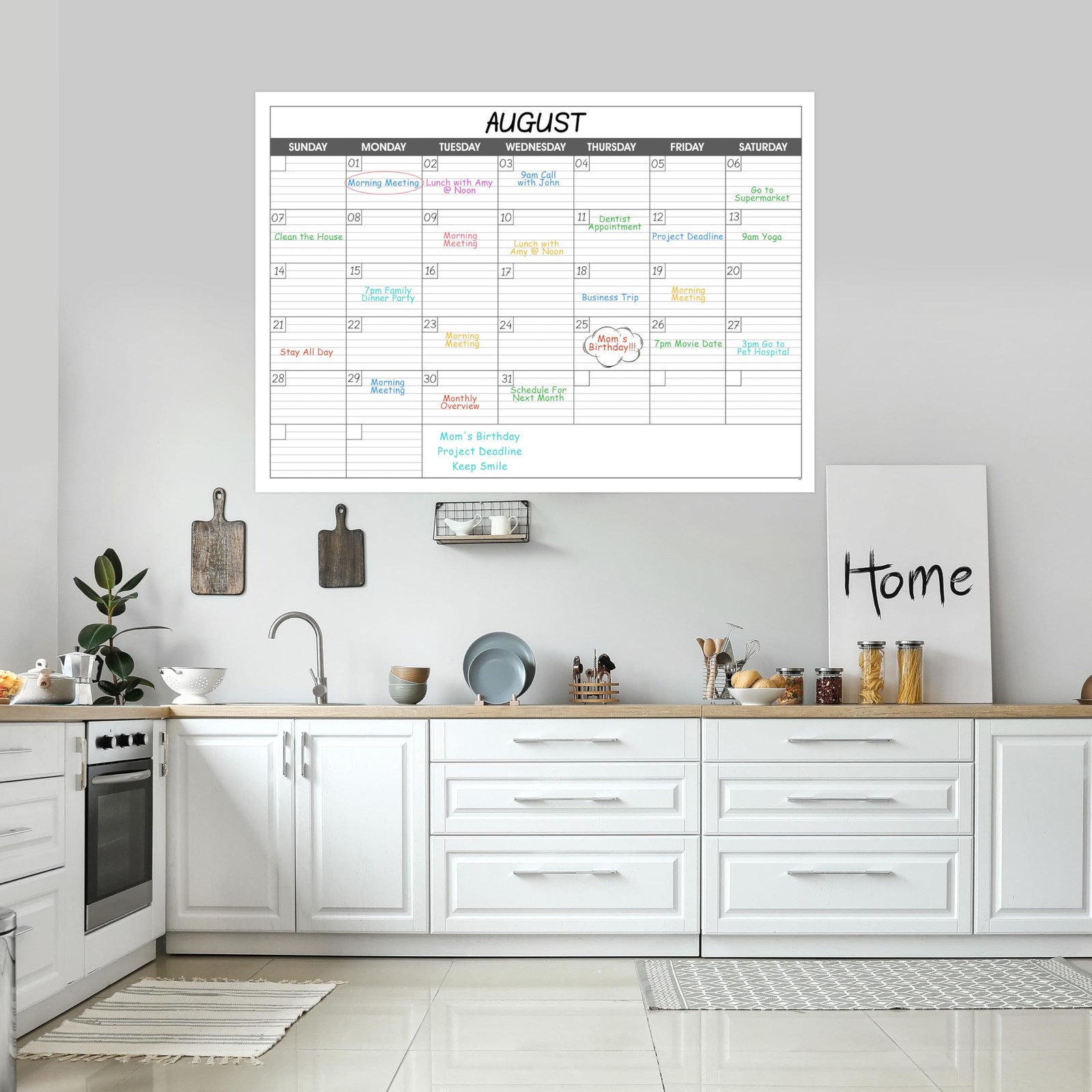 Large Dry Erase Calendar for Wall – Undated 1 Month 30″ x 40″, Classic Black