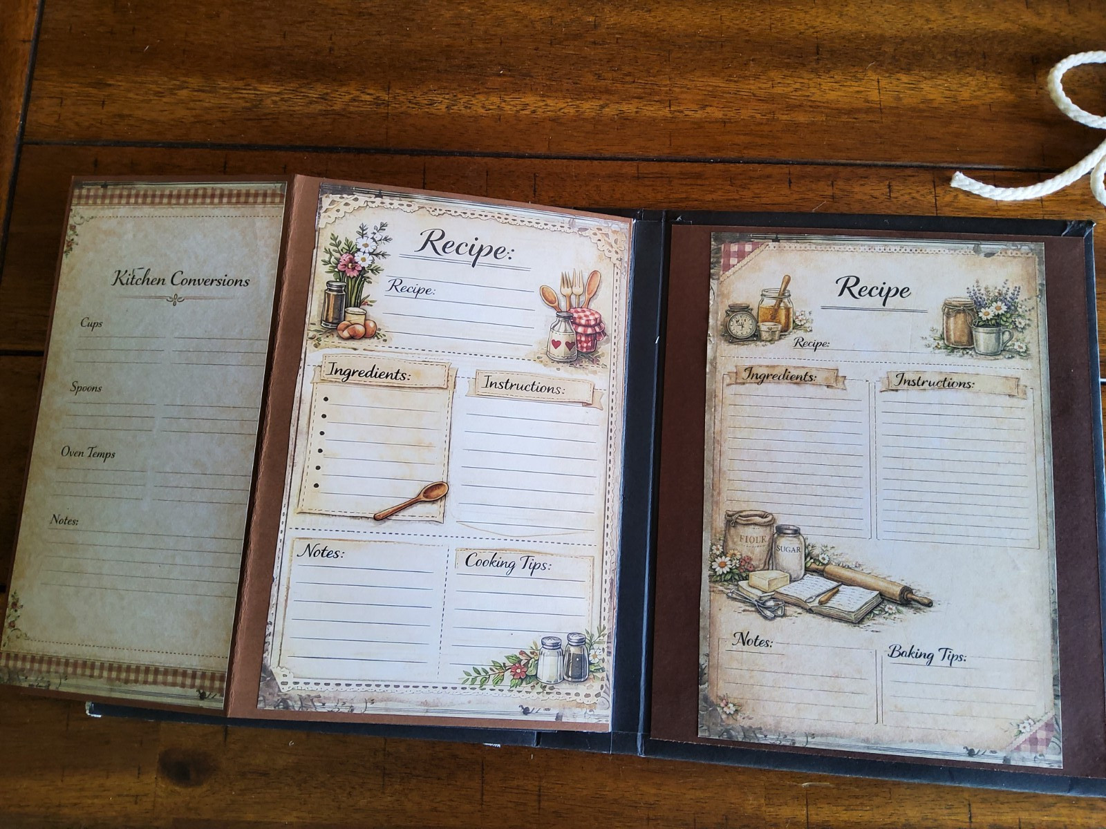 RETRO RECIPES Junk Journal Handmade Book Photo Album w/ Pockets / Ephemera 9X7″