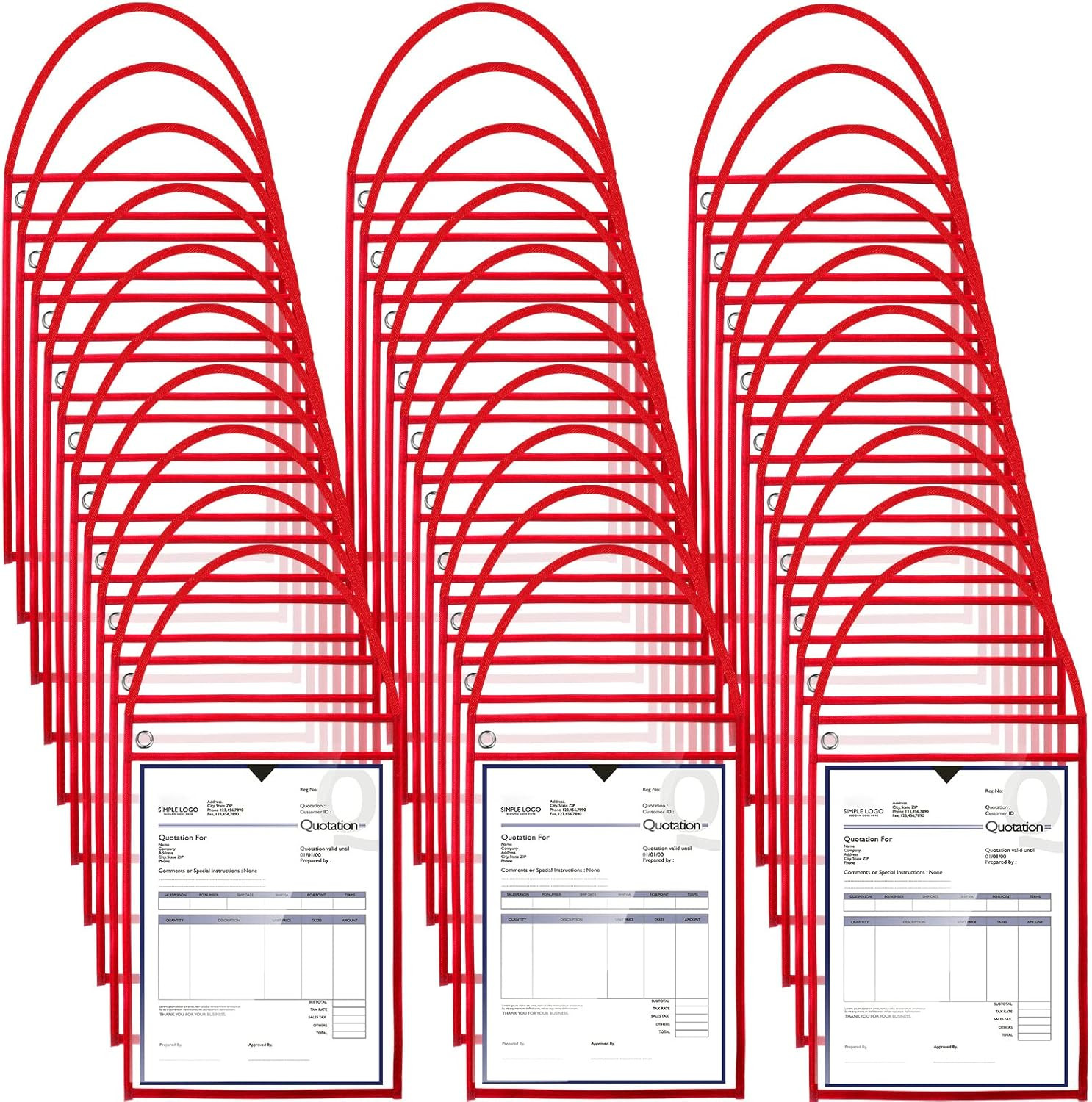 50 Pack Job Ticket Holders Work Order Pockets for 9 X 12 Inch Hanging Sleeve Pla