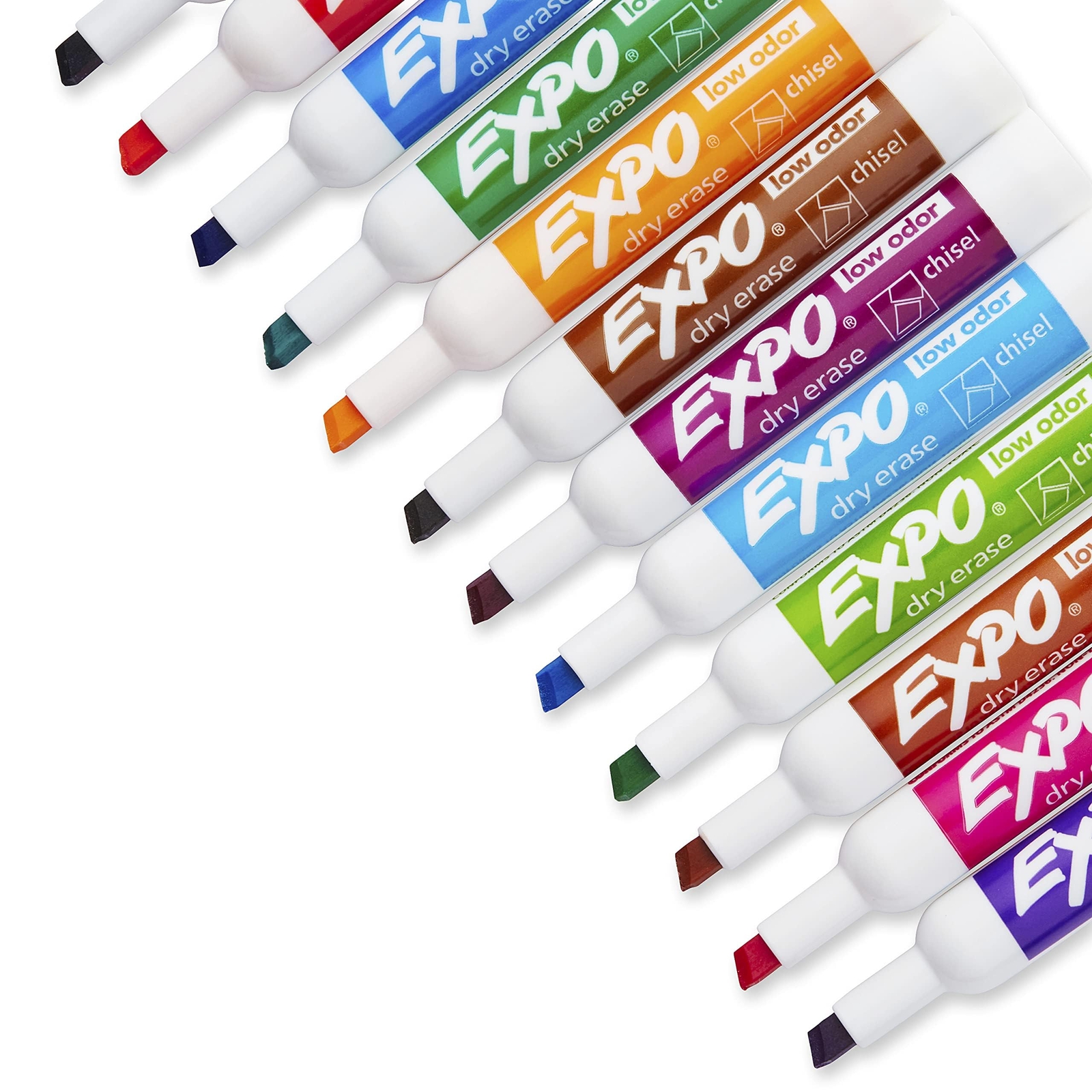 Expo Low Odor Dry Erase Markers 12 Count Assorted Colors Chisel Tip