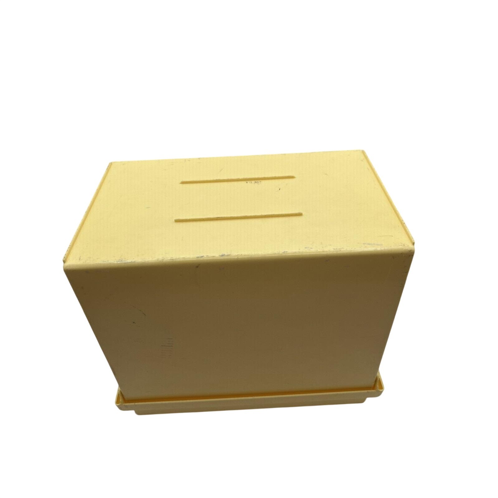 Oxford File-It Portable File Box Large Yellow Plastic Vintage Latch Handle 13×11