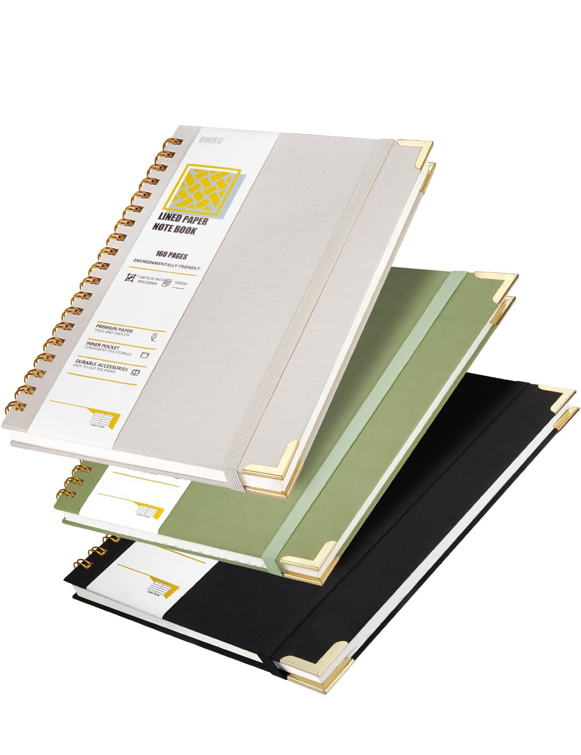 Lined Spiral Notebook, Hardcover 7.1 x 10 IN B5 Notebook, 3 Pack Mix