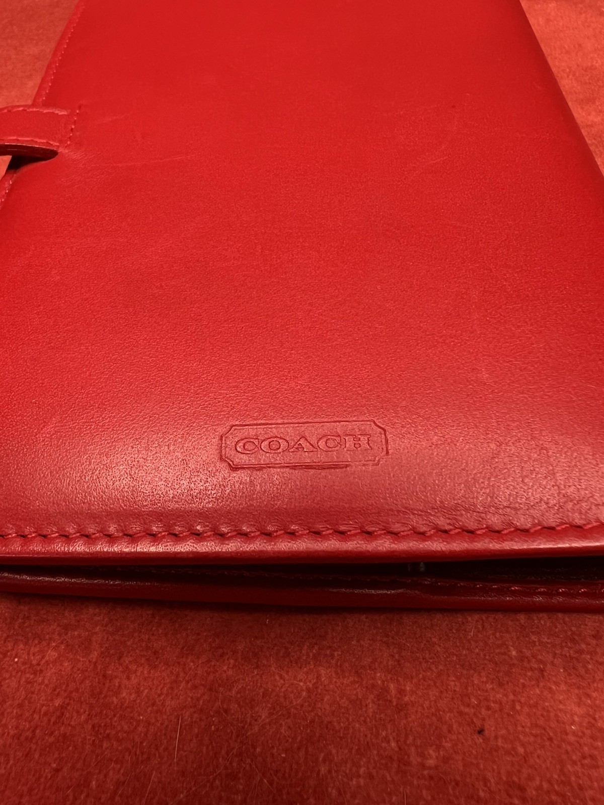 Vintage Coach Red Leather Address/Journal Notebook 4 1/2″ X 6″ 6 Rings