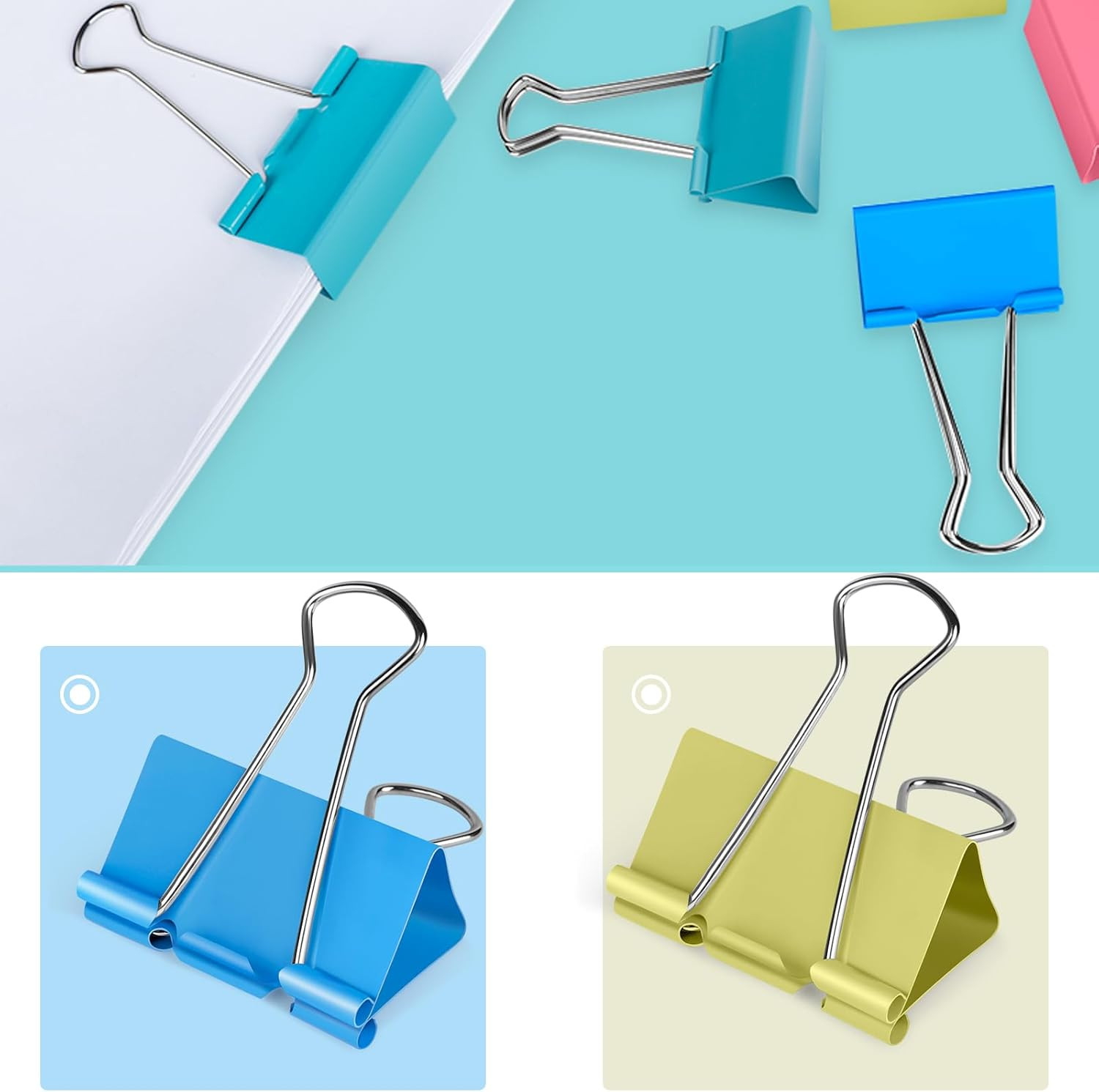 Colored Binder Clips2.4 inch, Extra Large Binder Clips for Office (8 Pcs) Jumbo