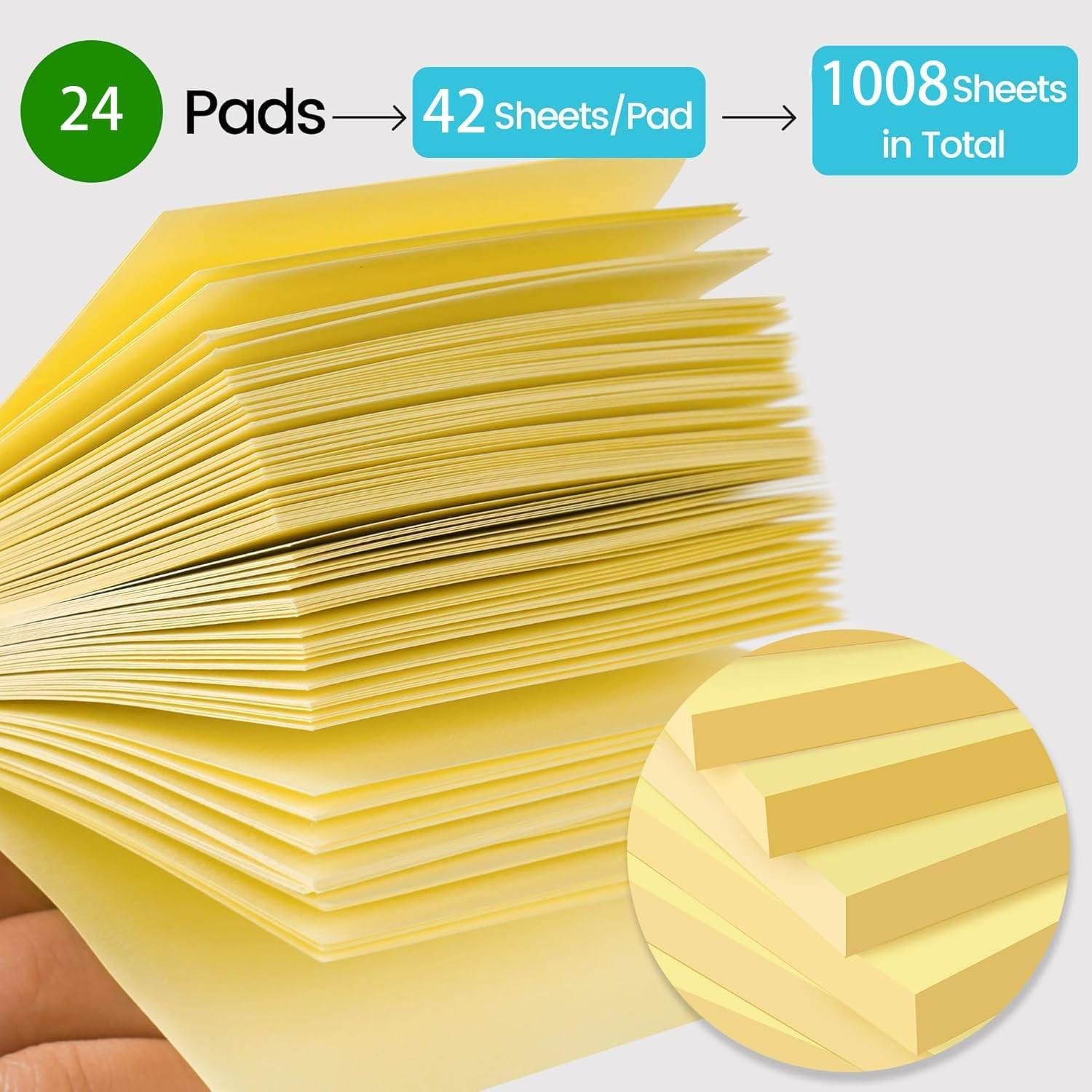 (24 Pack) Sticky Notes 3×3 in Yellow, Clean Removal, Recyclable, Self-Stick P…