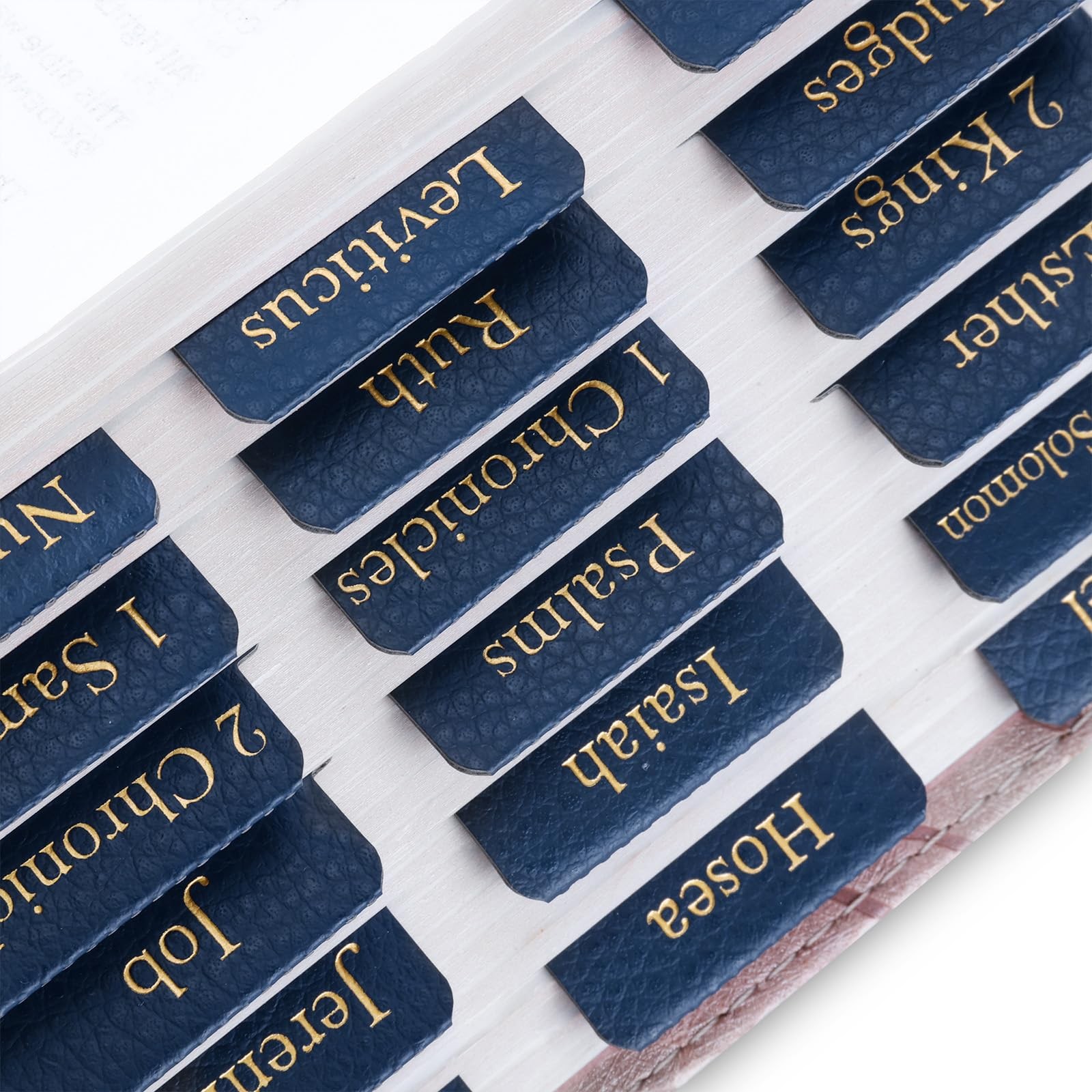 Leather Bible Tabs, Blue Bible Tabs for Men Women, Gold Bible Book Tabs, 66 B…