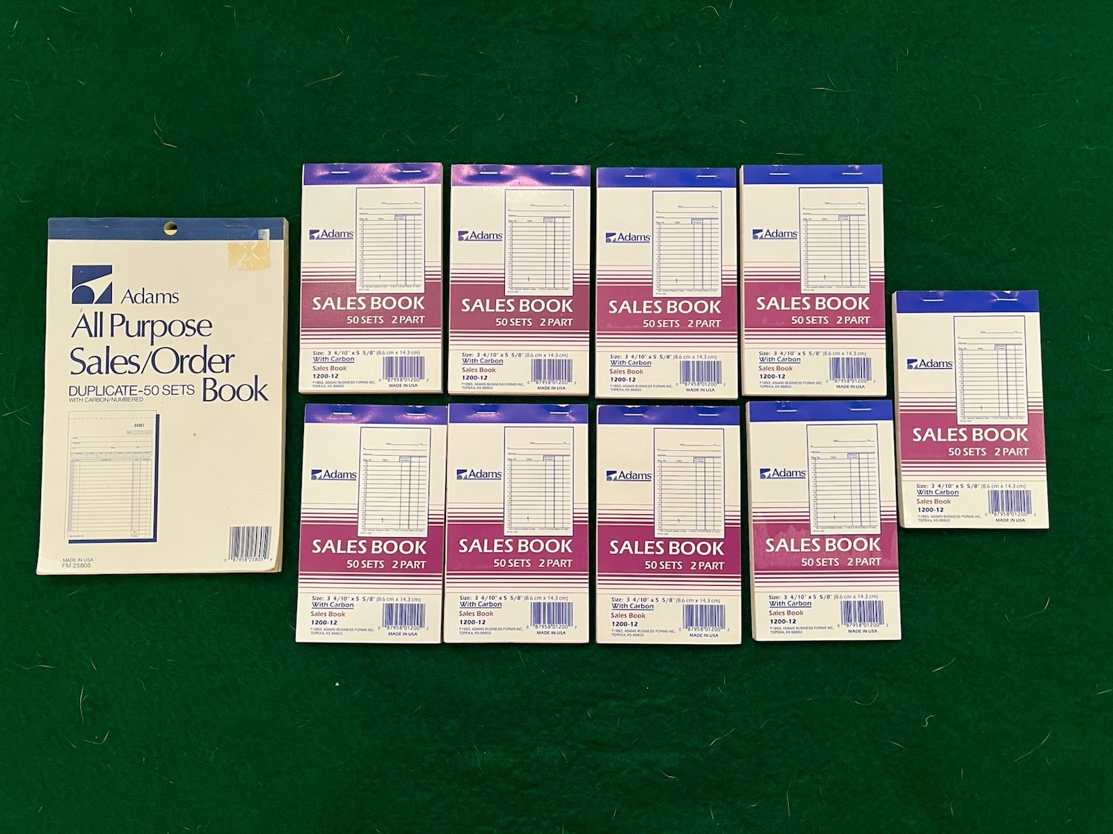 Adams General Purpose Sales Book, 2-Part, Carbonless, 3 4/10” x 5 5/8” Lot Of 10