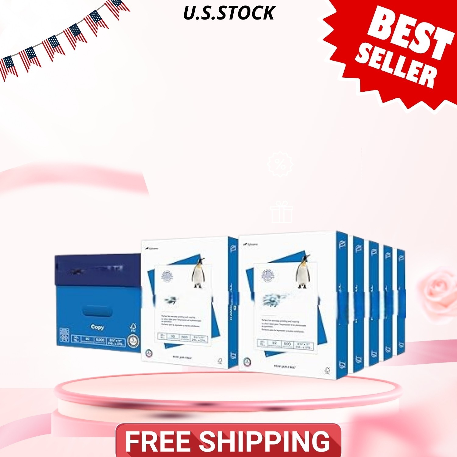 20 lb printer copy paper 8.5 x 11, 92 bright, 10 reams (5,000 sheets)